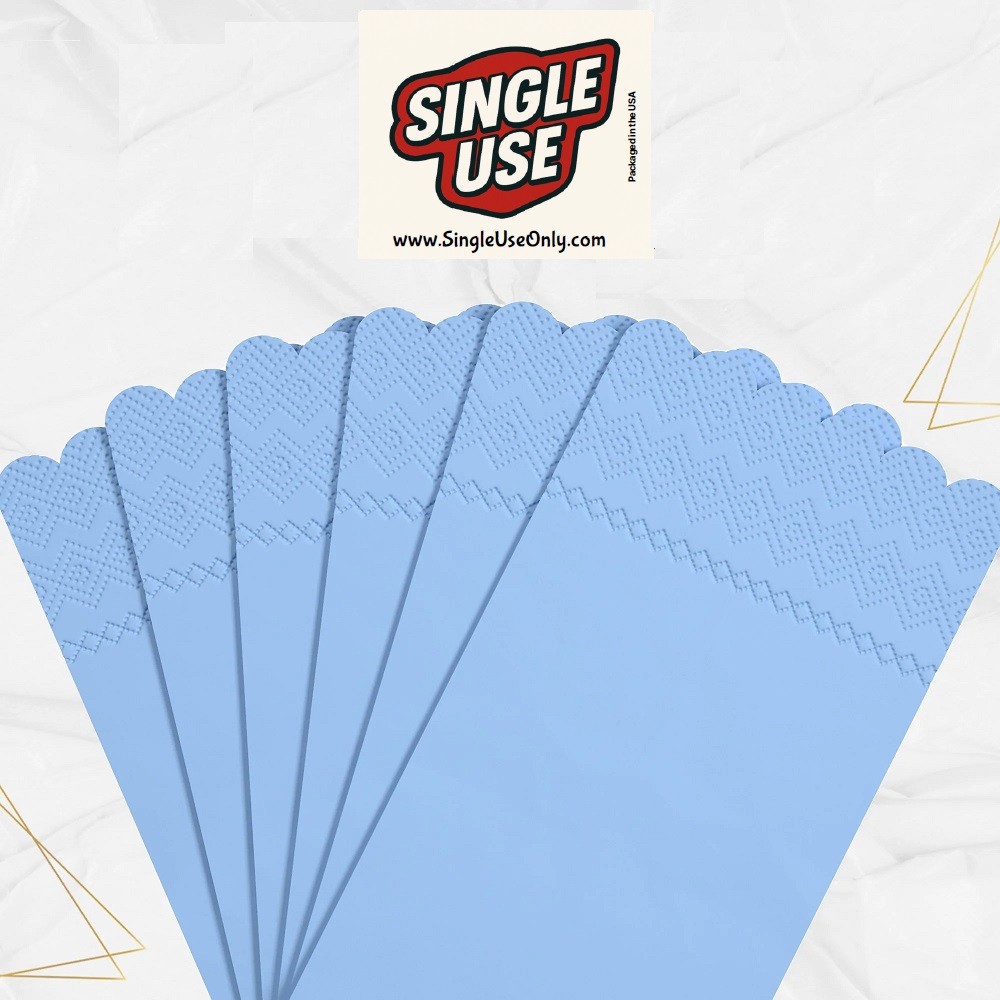 Single Use 3 Ply Sky Blue Scalloped Napkins – 20 Ct.