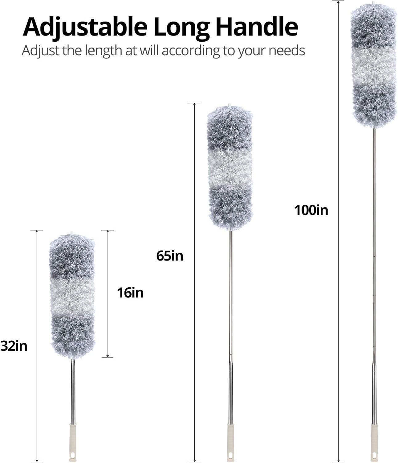 Microfiber Feather Duster with 100-inch Extendable Pole