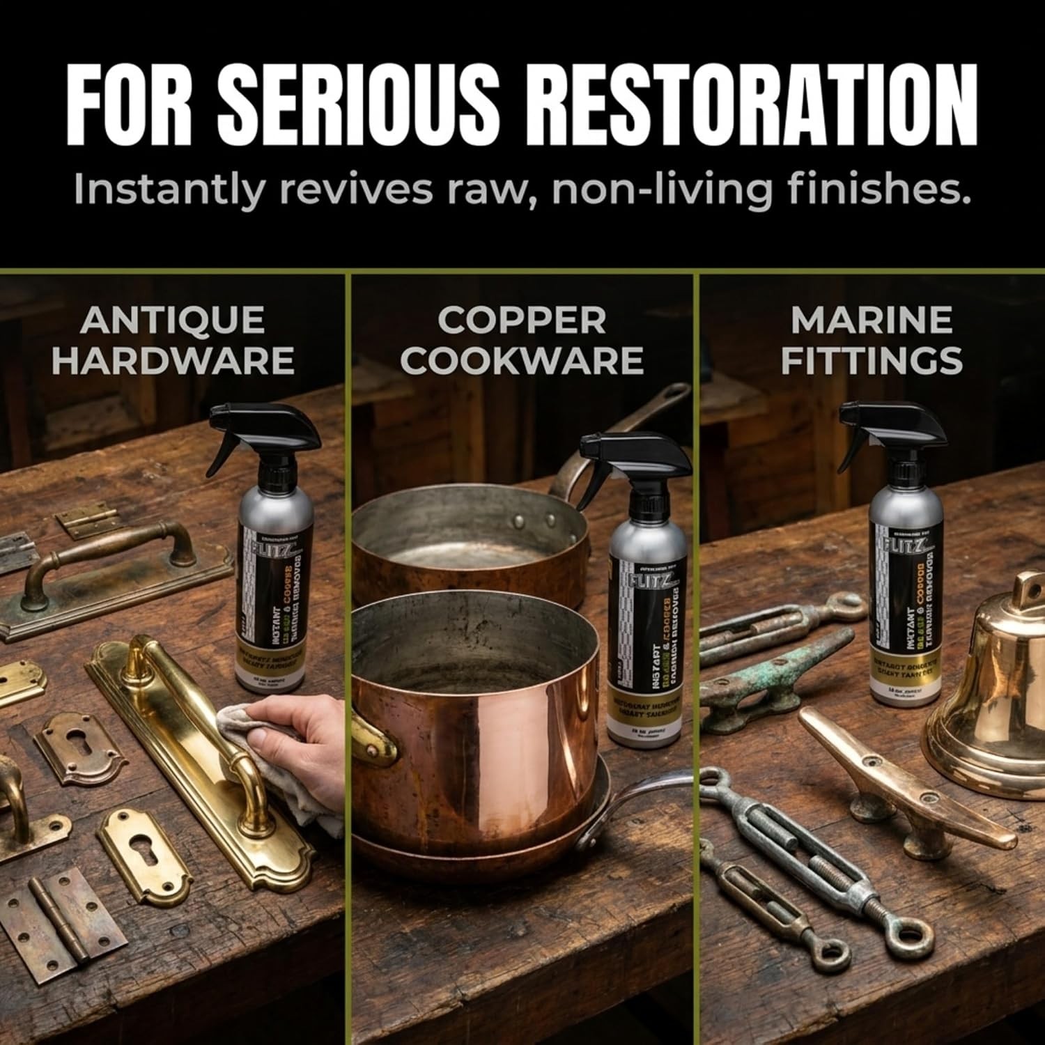 FLITZ Brass & Copper Tarnish Remover 16oz/473ml Trigger Spray Bottle (SEE VIDEO)