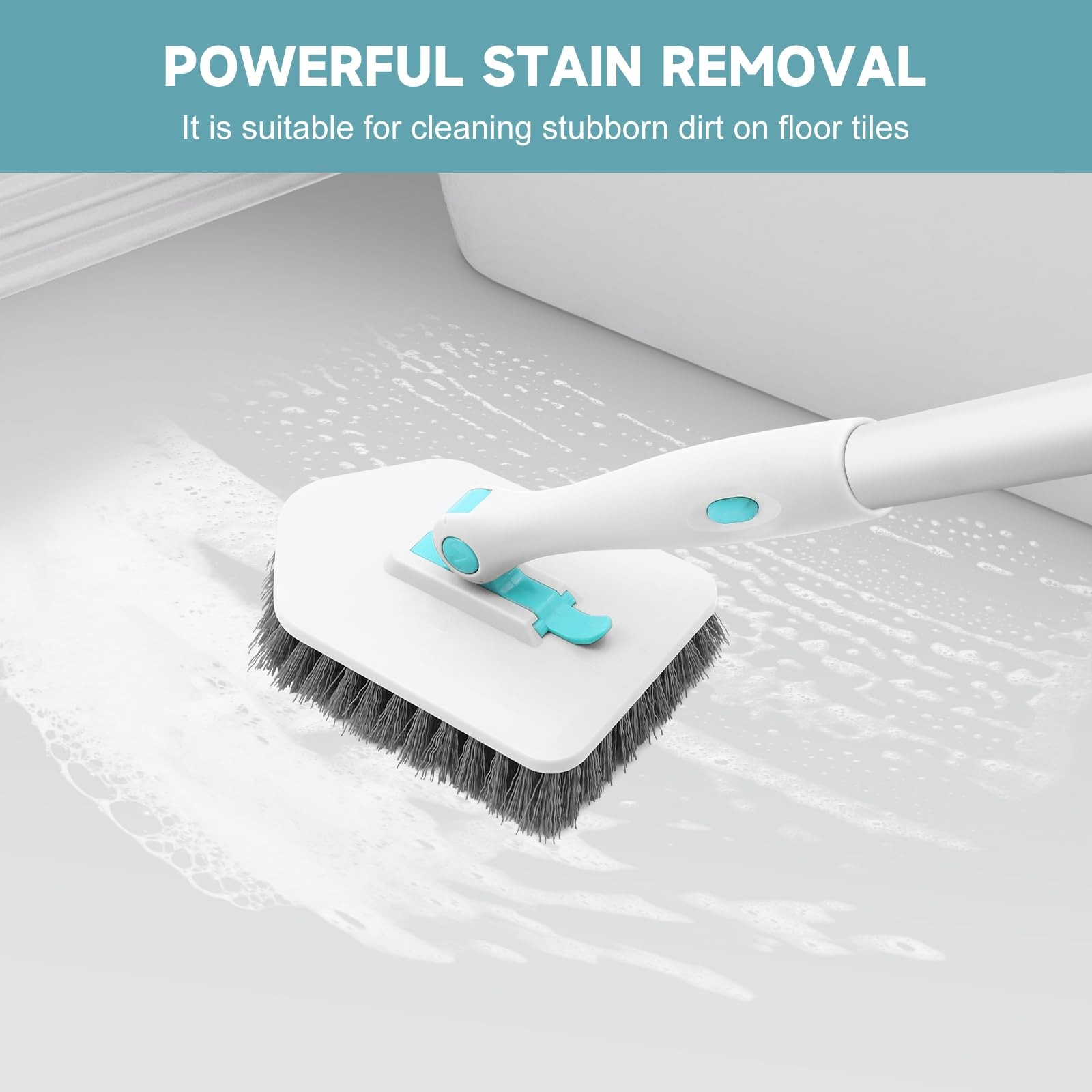 Shower Scrubber with Long Handle, 3 in 1 Tile Tub Scrubber Brush with 3 Detac…