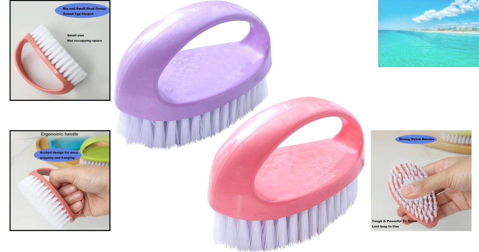 Ergonomic Scrubber Brushes in Pink & Purple – Perfect for Multi-Purpose Cleaning