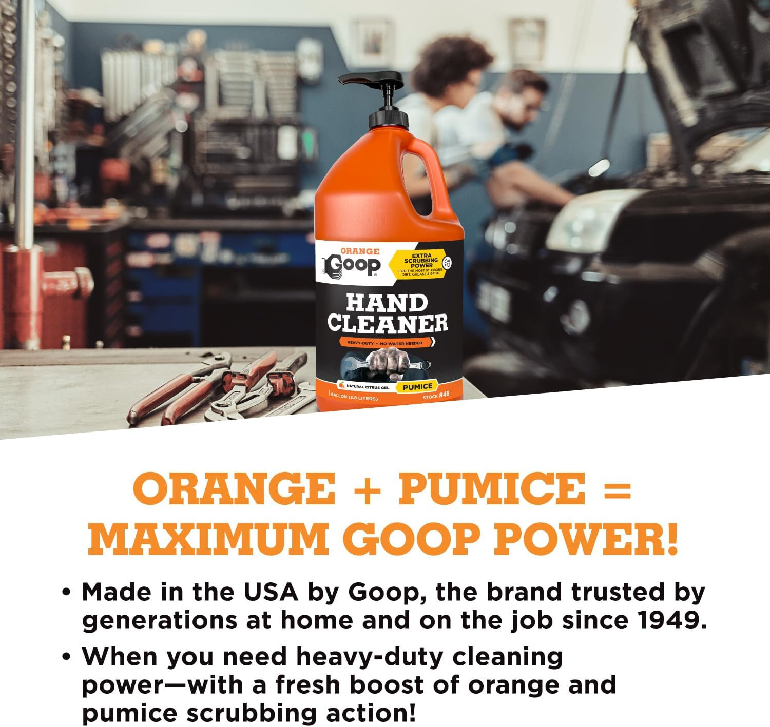 Orange Liquid with Pumice Multi-Purpose Waterless Hand Cleaner – 1 Gallon Pump B