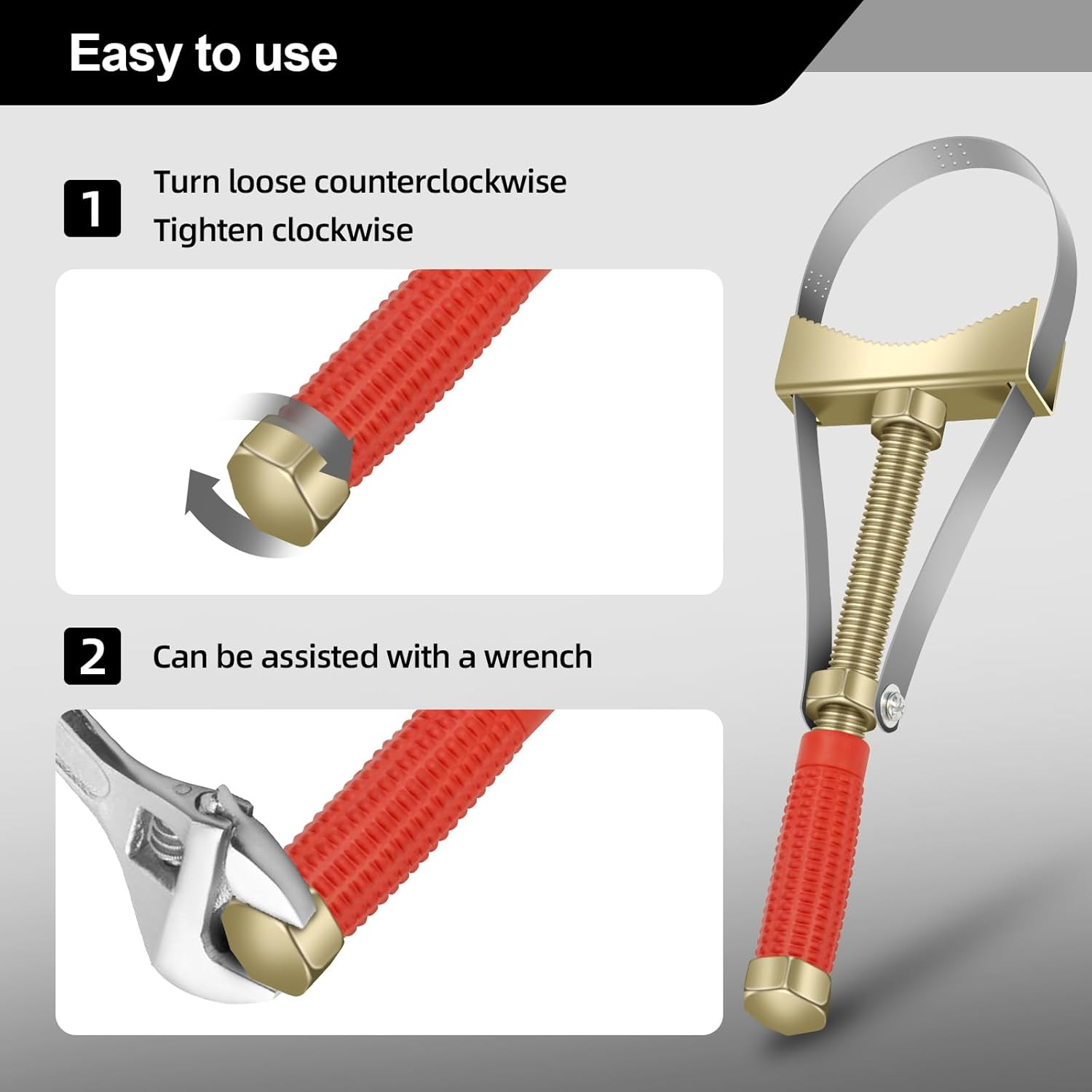 Heavy Oil Filter Wrenches, Strap Wrench, Adjustable Oil Filter Wrench Removal To