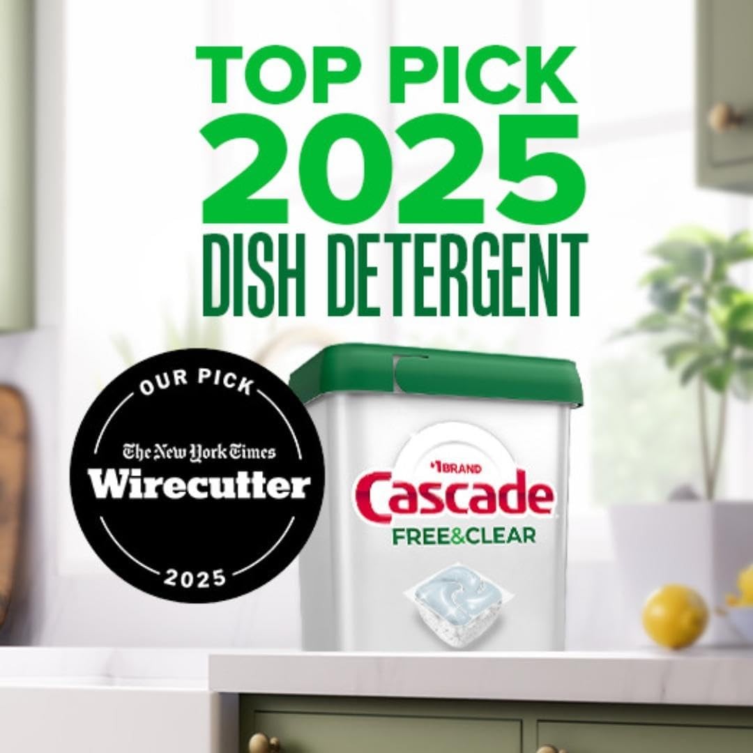 Cascade Free & Clear Dishwasher Pods, Dishwasher Detergent, Dish Detergent Soap,