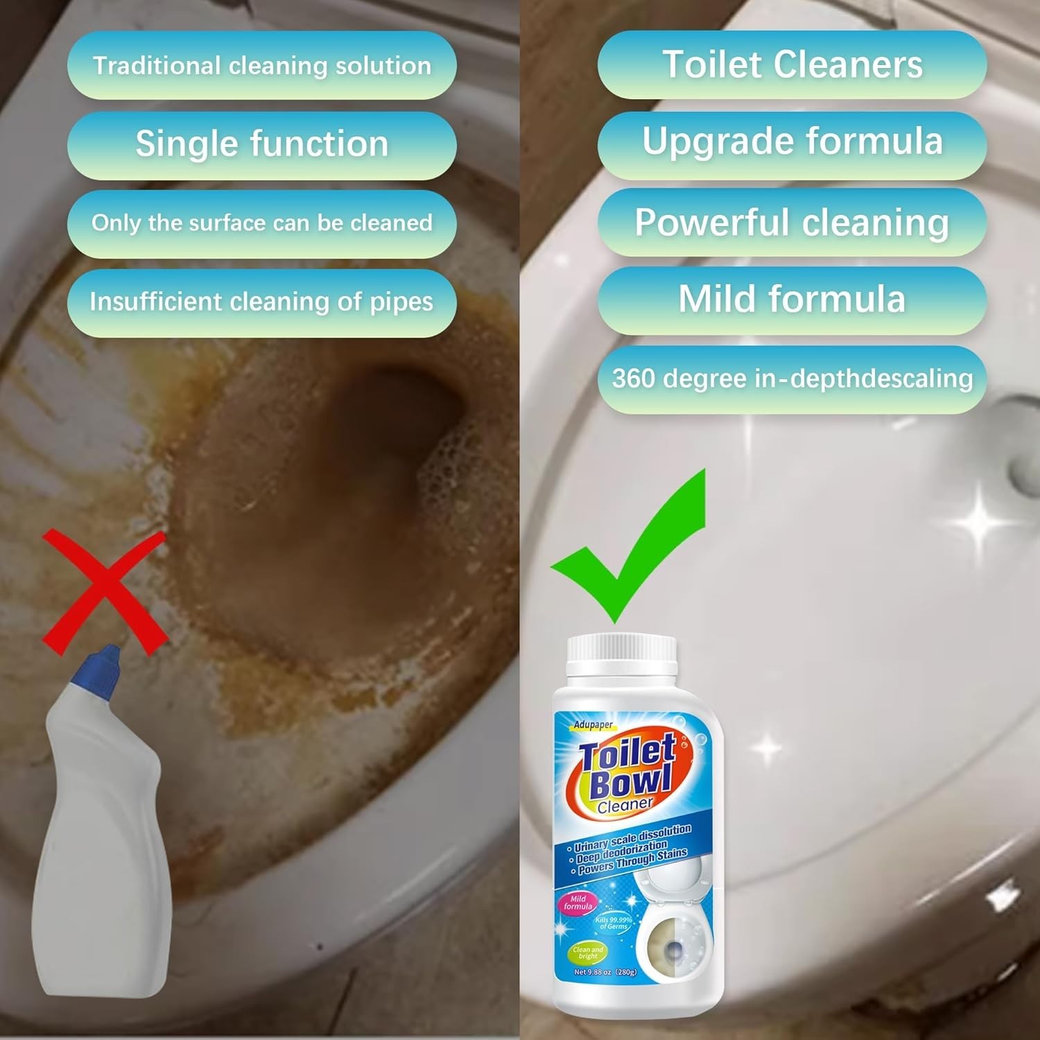 2-Pack Pumice Stone Toilet Cleaning Solution for Tough Stains & Calcium Buildup