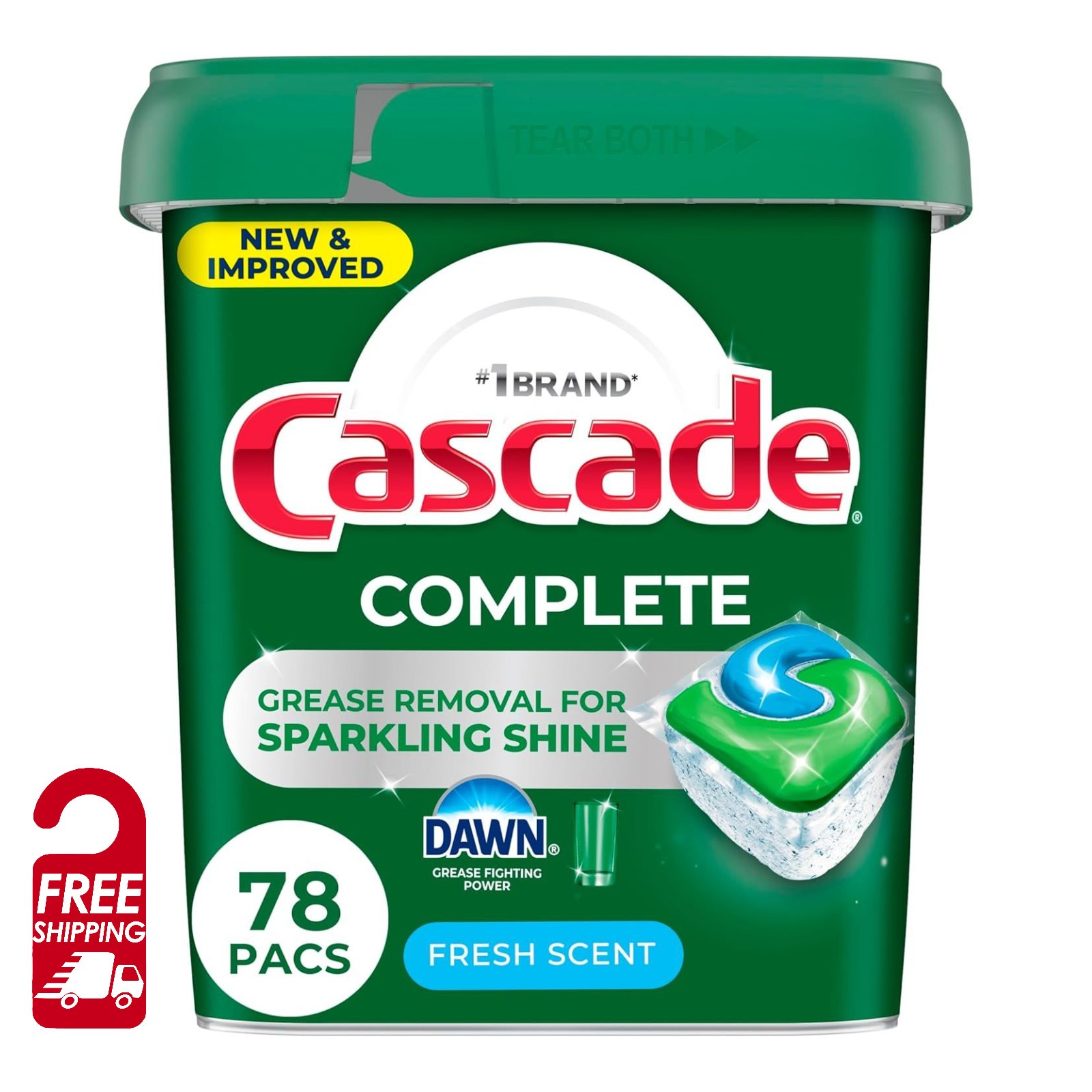 78 Dishwasher Detergent Pods Fresh Scent ActionPacs Free Ship