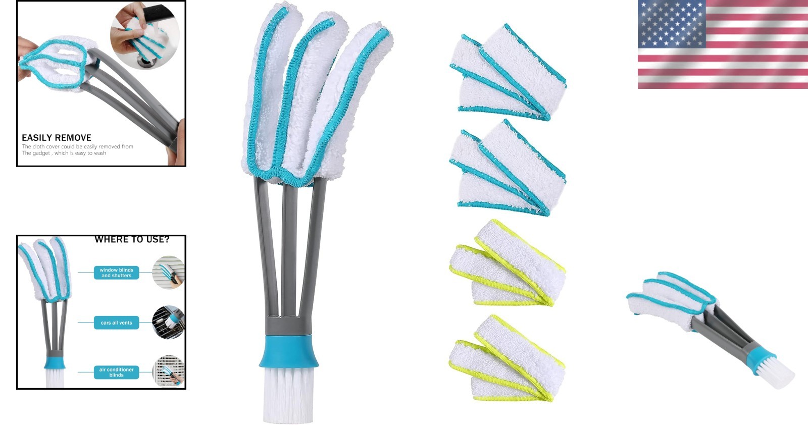Efficient Window Cleaner Duster with 5 Washable Microfiber Sleeves – 10″ Long