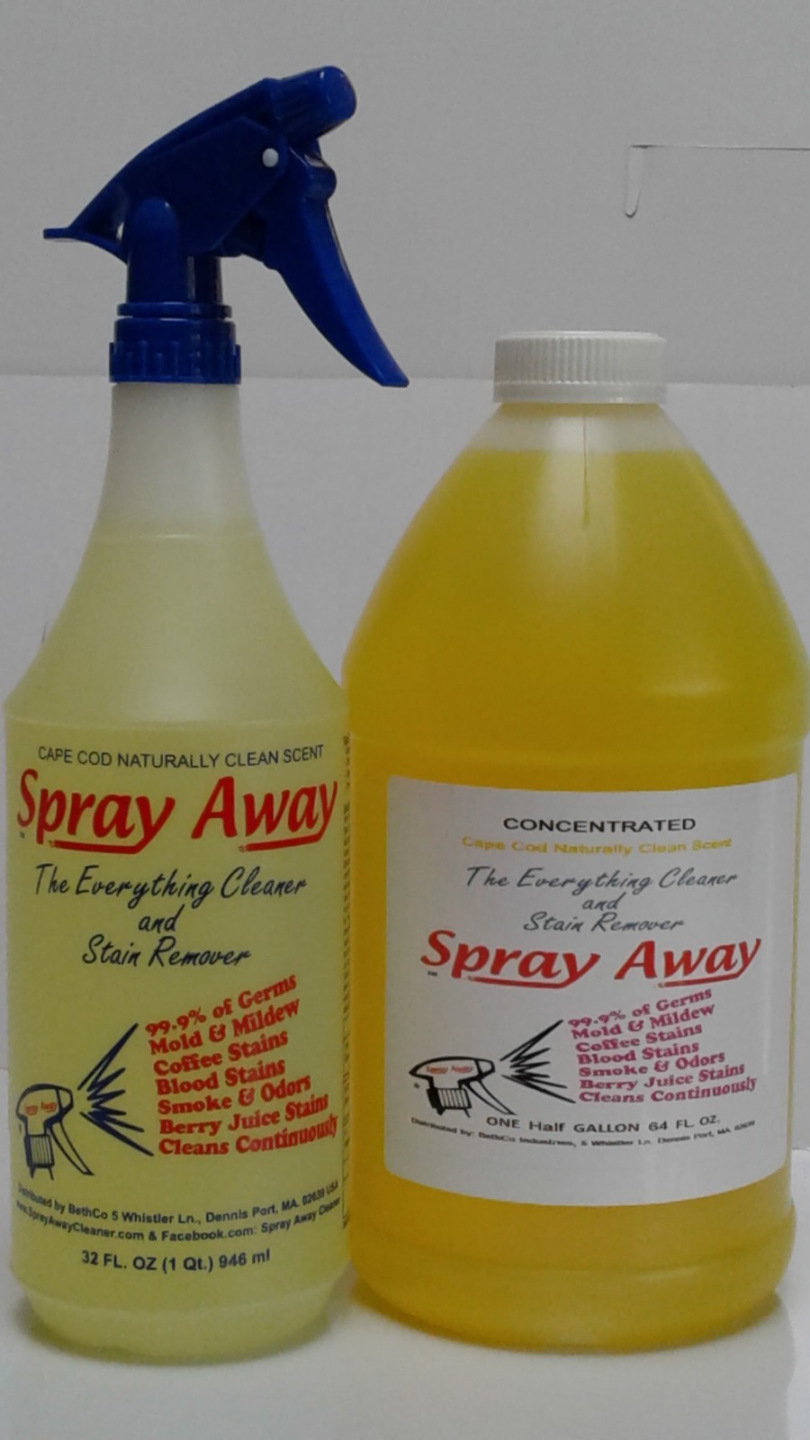Spray Away Cleaner & Stain Remover Half Gallon Concentrate Naturally Clean Scent