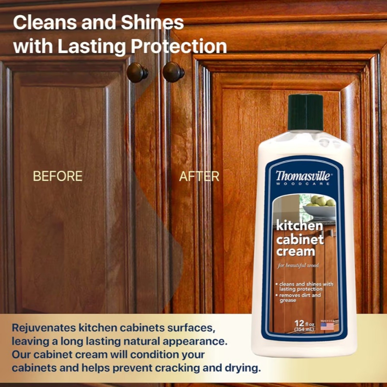 Thomasville Kitchen Cabinet Cream Wood Cleaner Polish Protect 12oz 2 Pack