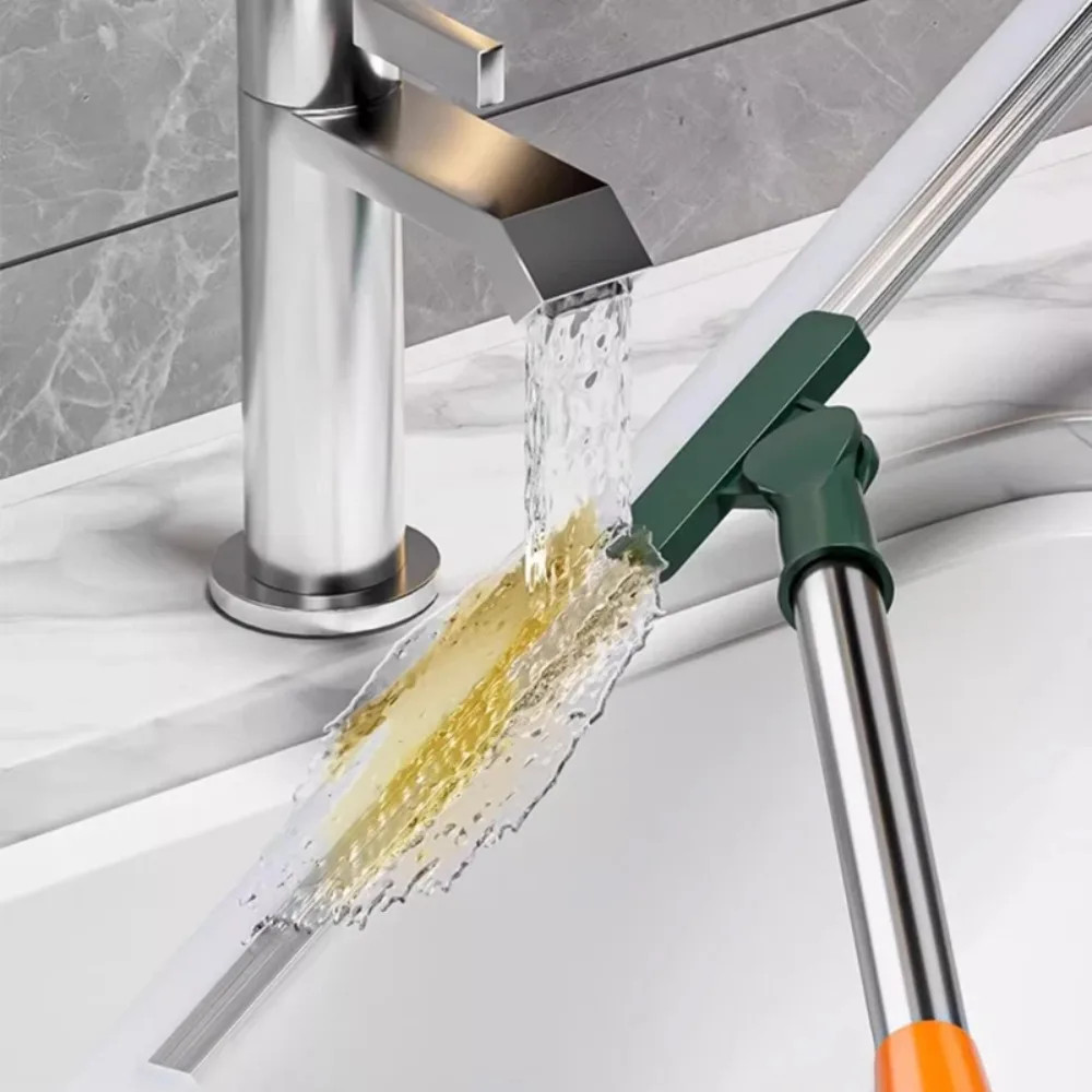 Silicone Scraper Broom with Squeegee for Floor, Glass & Bathroom Cleaning