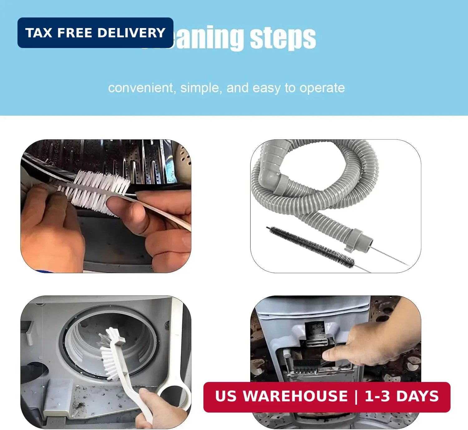 Washing Machine Cleaning Brush,Dryer Vent Cleaner Kit,Crevice Brush for Bathroom