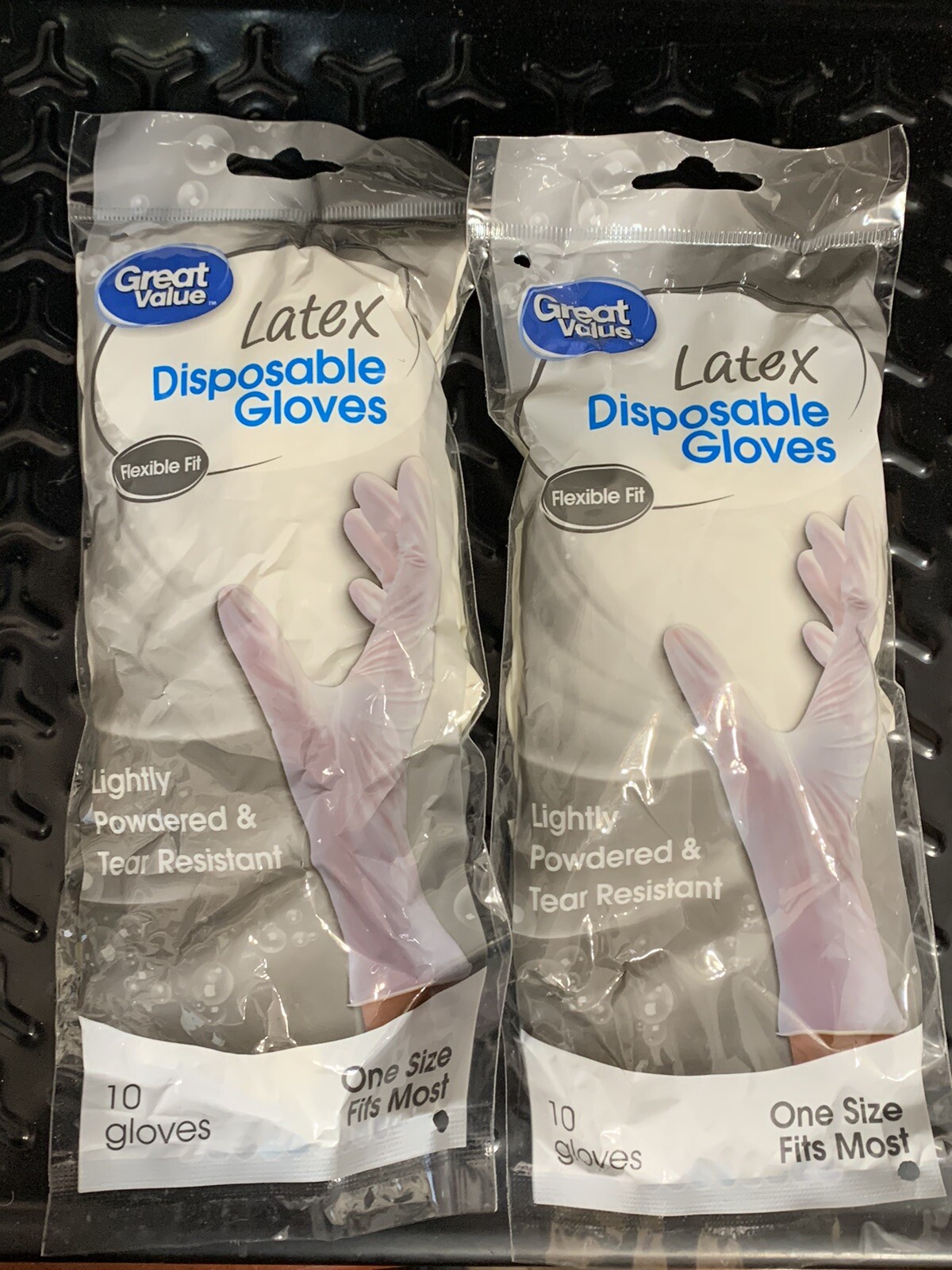 2 pk Great Value Latex Disposable Gloves 20 ct NEW! FREE Quick SHIP Flexible Fit