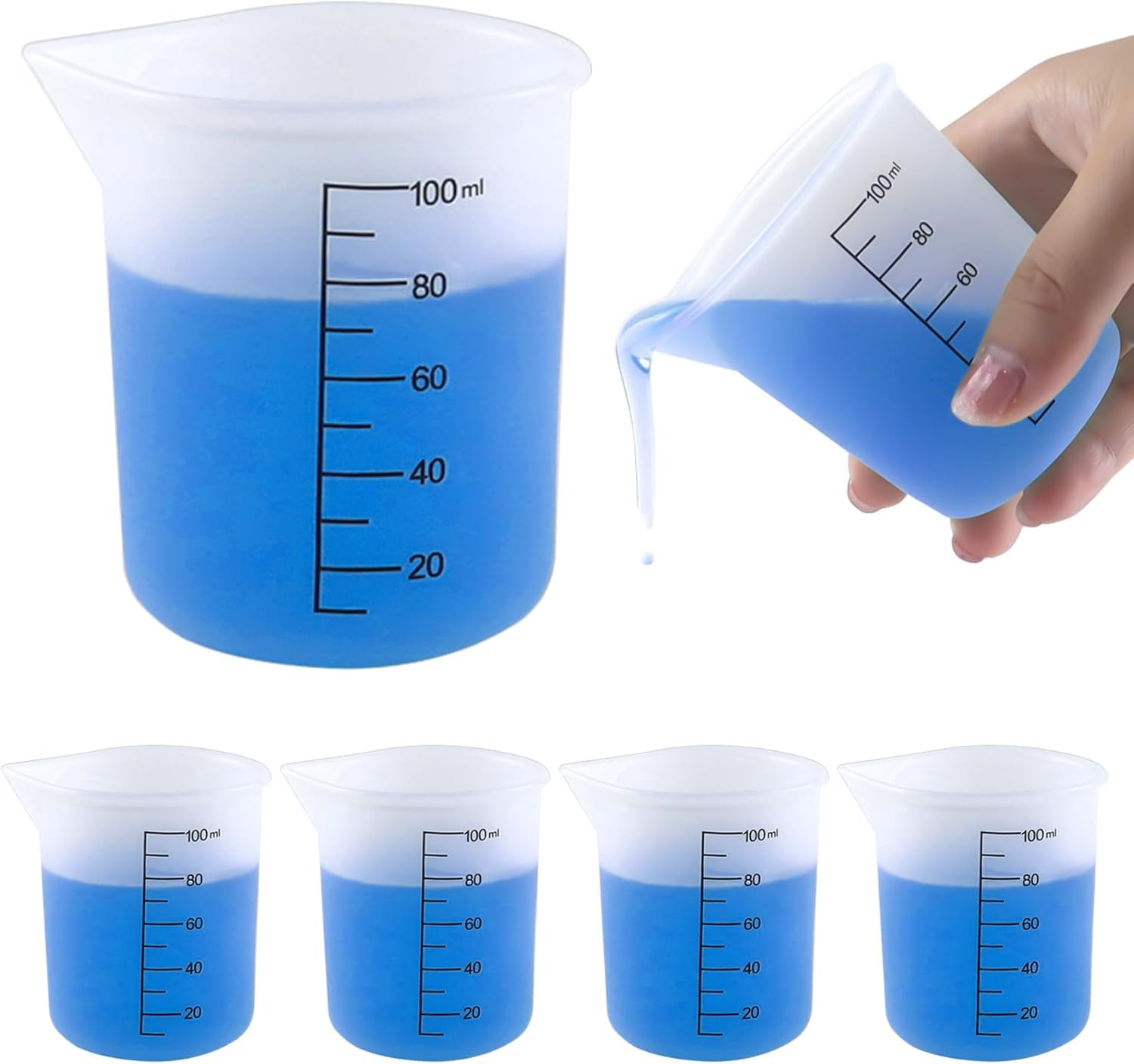 4 Pack Reusable Silicone Measuring Cups,100Ml Laundry Detergent Dispenser,Liquid
