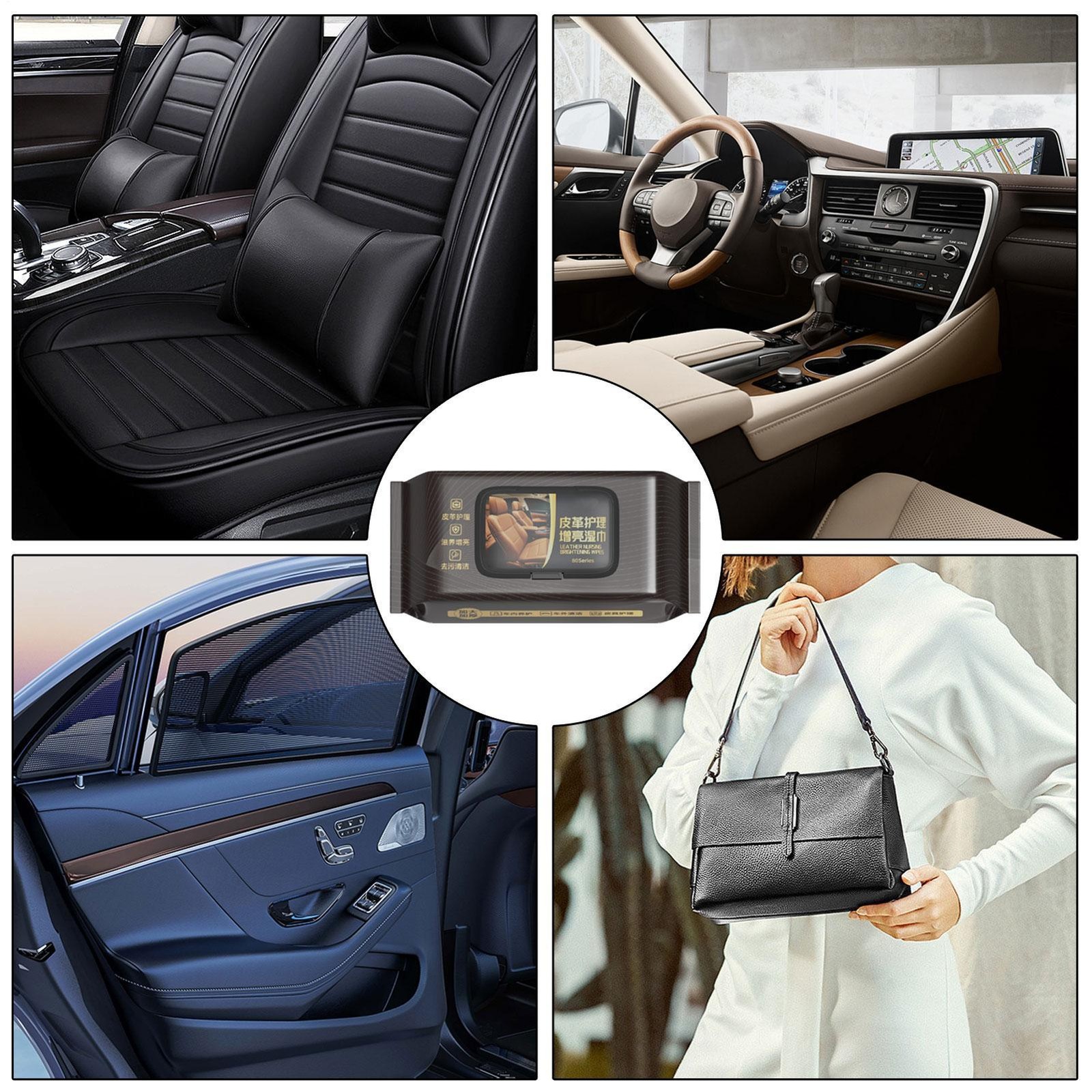 Car Leather Restoration Brightening Wipes 80PCS Leather Conditioning Wipes