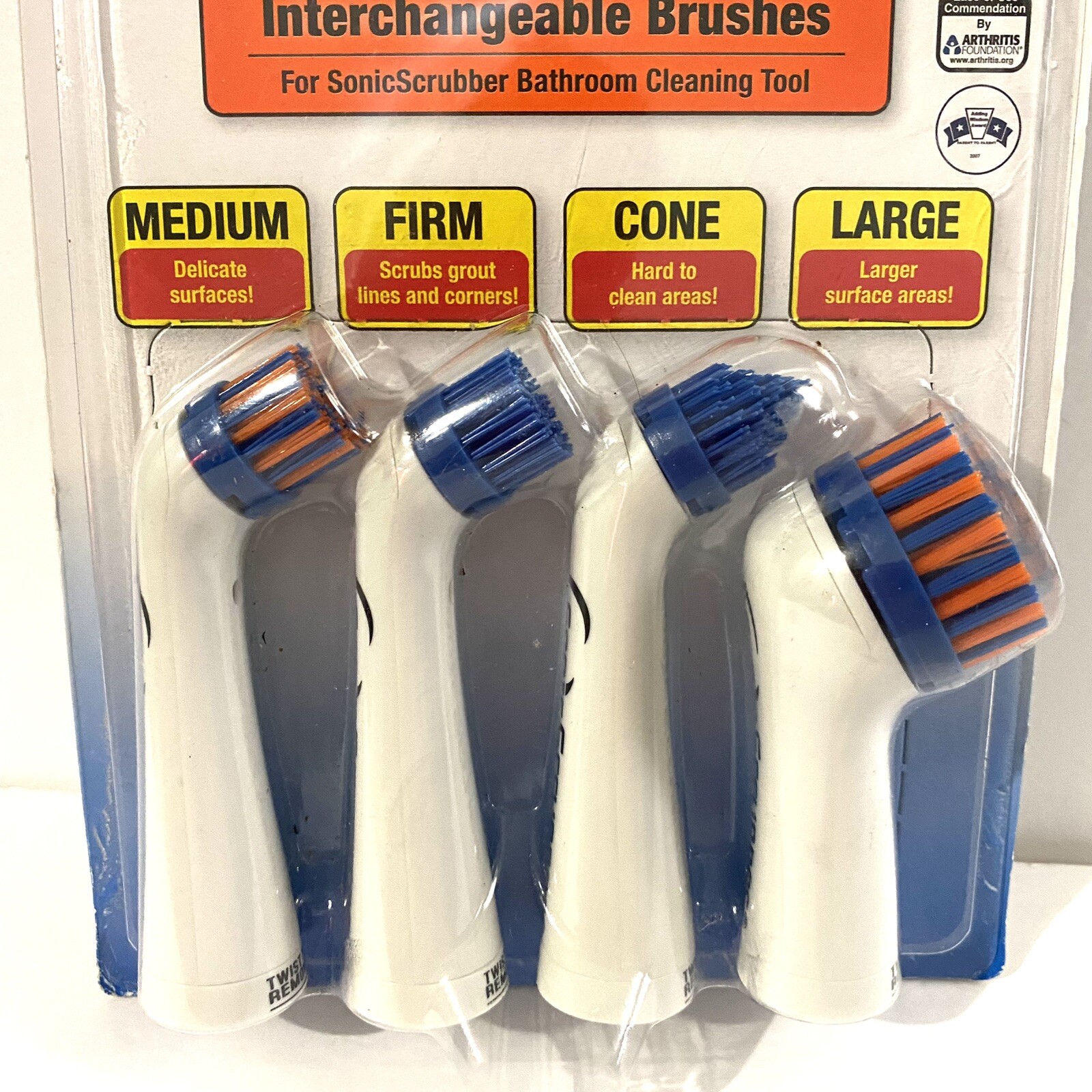 Sonic Scrubber Bathroom Interchangeable Brush Heads Set of 4 NEW