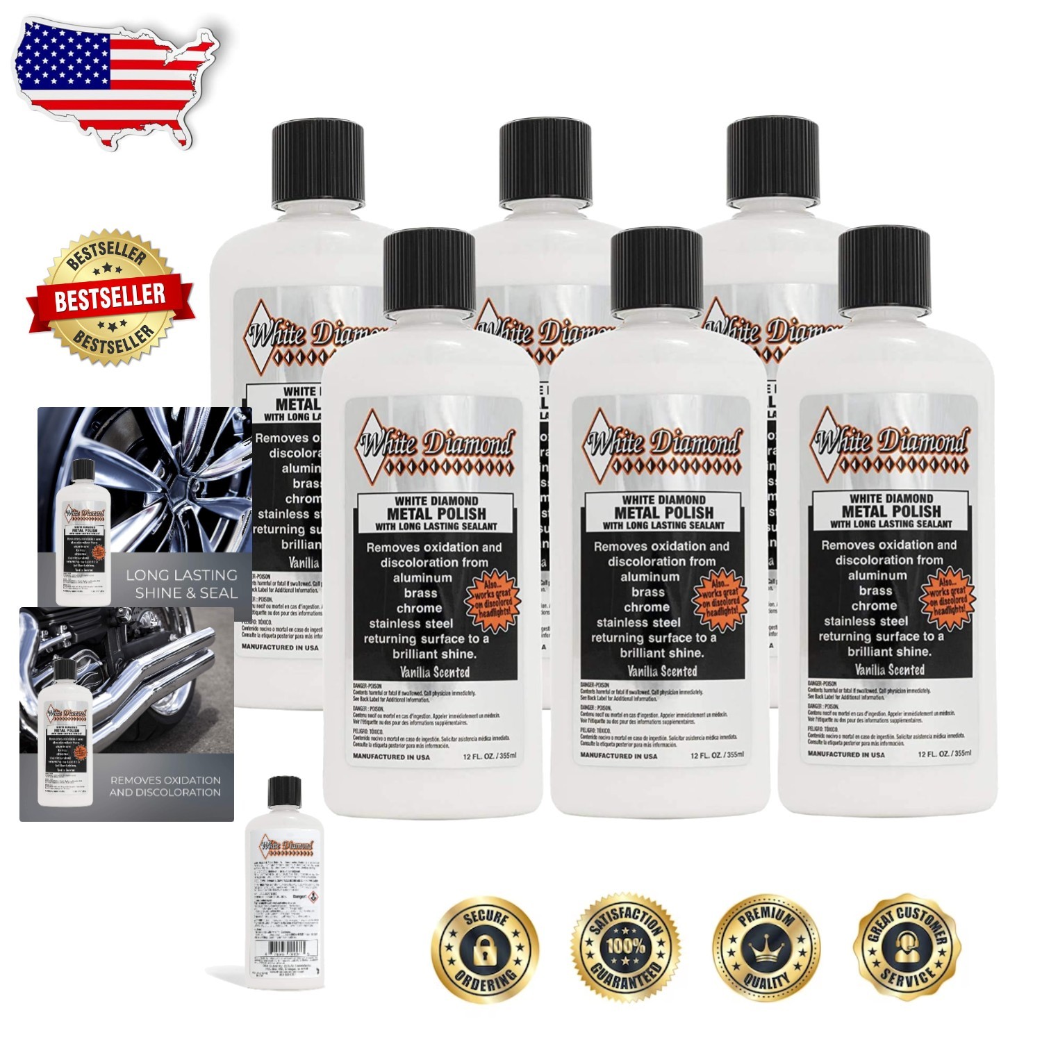 Metal Polish 6pk: Shine Stainless Steel, Brass, Chrome, Gold, Silver, Auto, J…