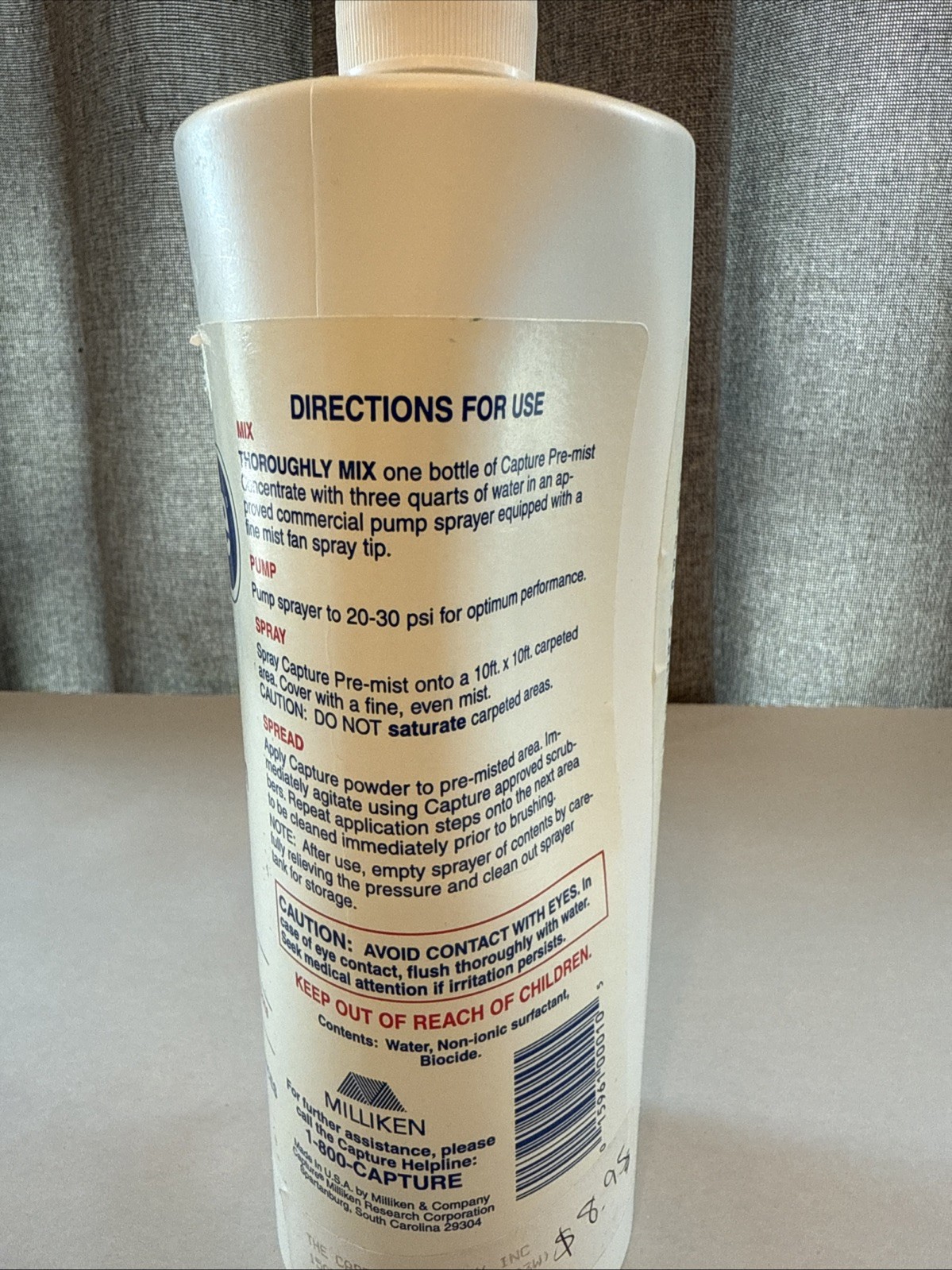 NEW Capture Pre-Mist Concentrate Carpet Cleaner Spray 1 quart 32 oz Pre-treat