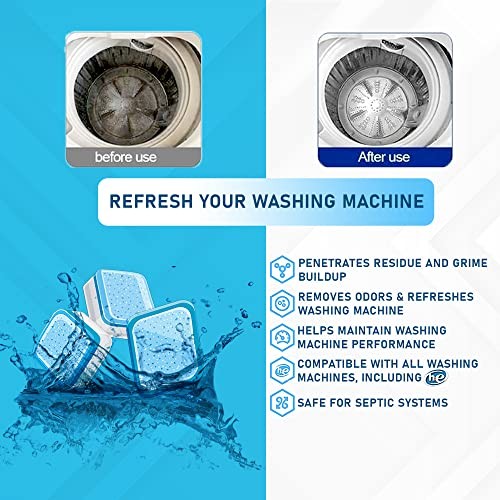 24 Washer Cleaners – Deep Cleans & Deodorizes All Washers, Removes Grime Tablet