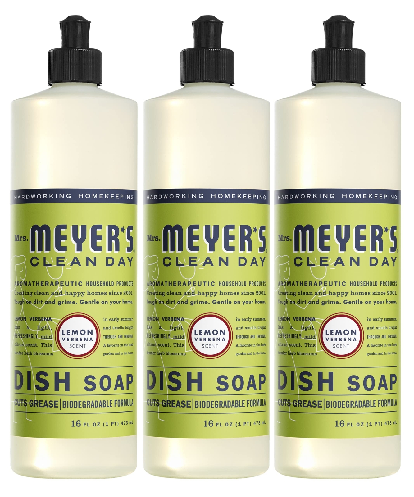 Mrs. Meyer’s Liquid Dish Soap, Biodegradable Formula, Lemon Verbena, 16 Fl. O…