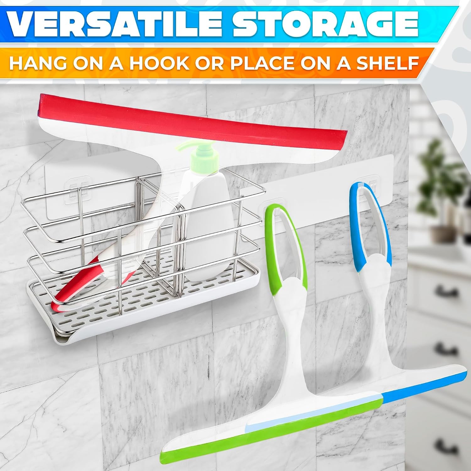 4Pcs 9.5” Hand Squeegee for Shower Glass – Durable Plastic Grip, Random Colors,