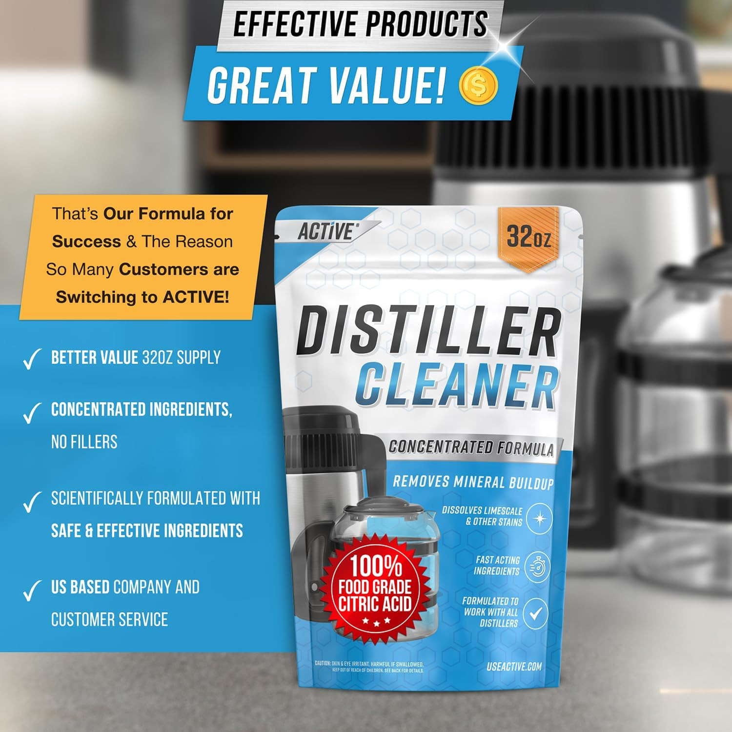 Distiller Descaler Citric Acid Cleaner – 2 Lb Bulk for Cleaning Water Distillers