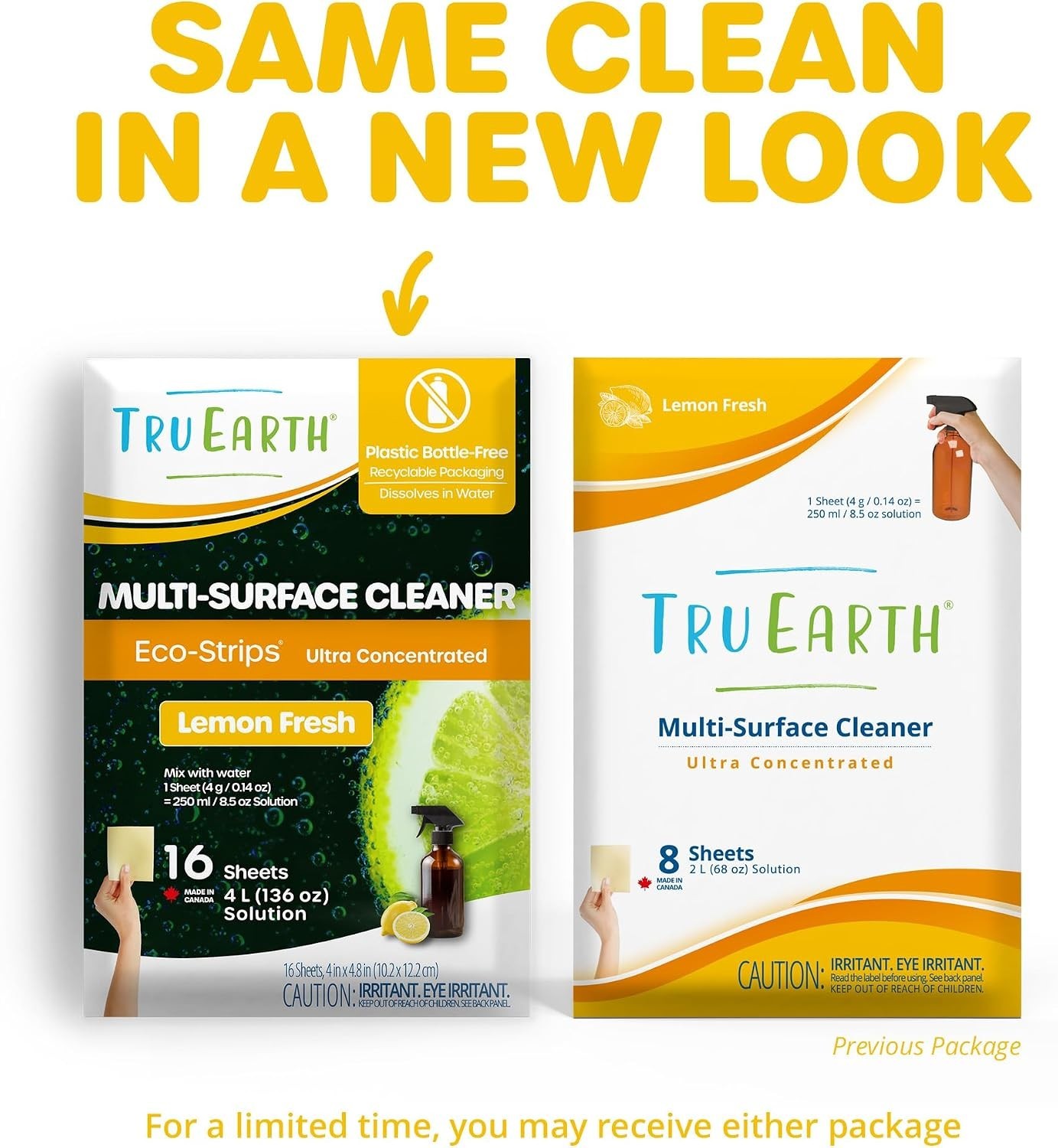 Eco-Friendly Multi-Surface Cleaner Strips, Fresh Lemon Scent