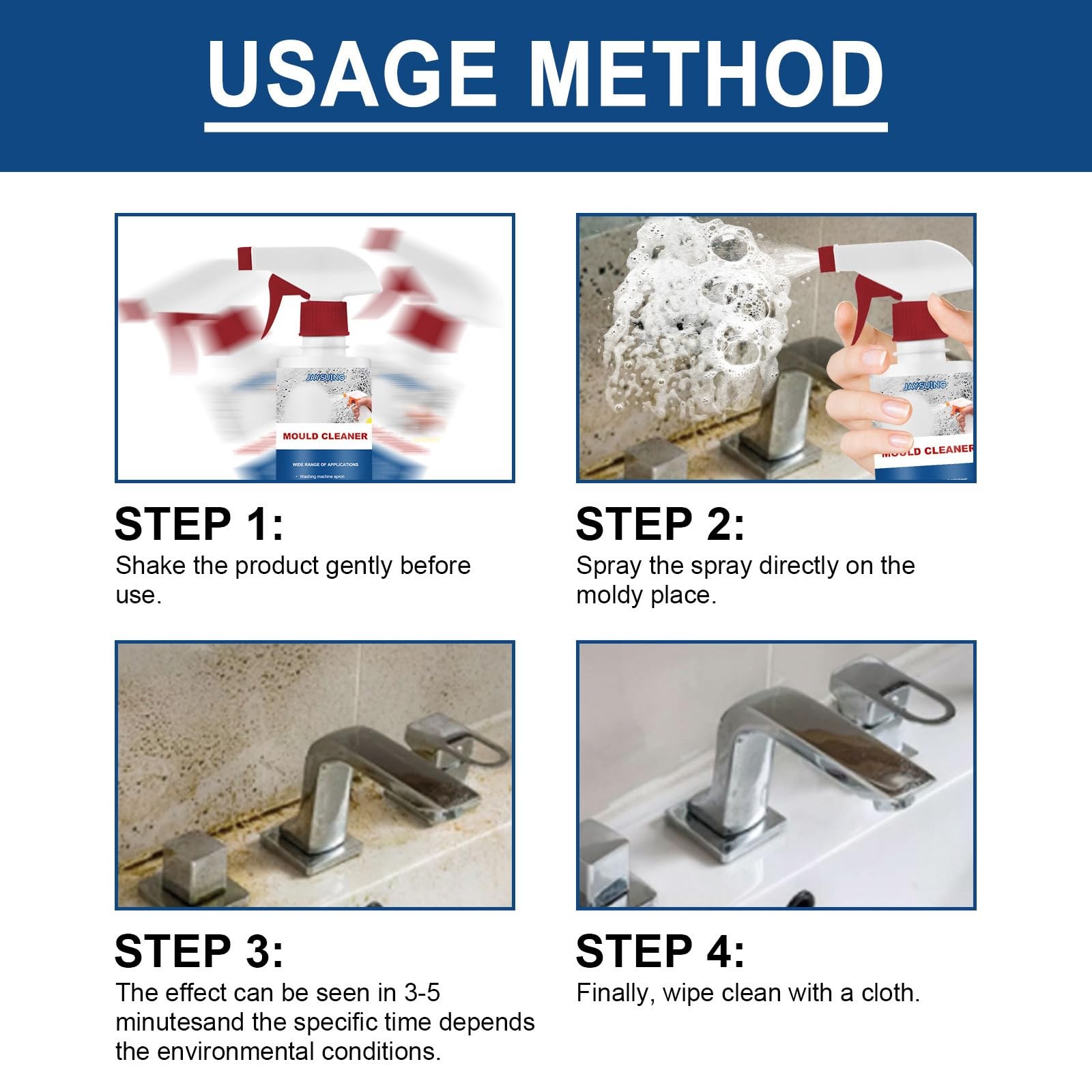 2Pcs Mould Cleaner Spray, Powerful Multi-purpose Foam Cleaner, Mould Cleaner …