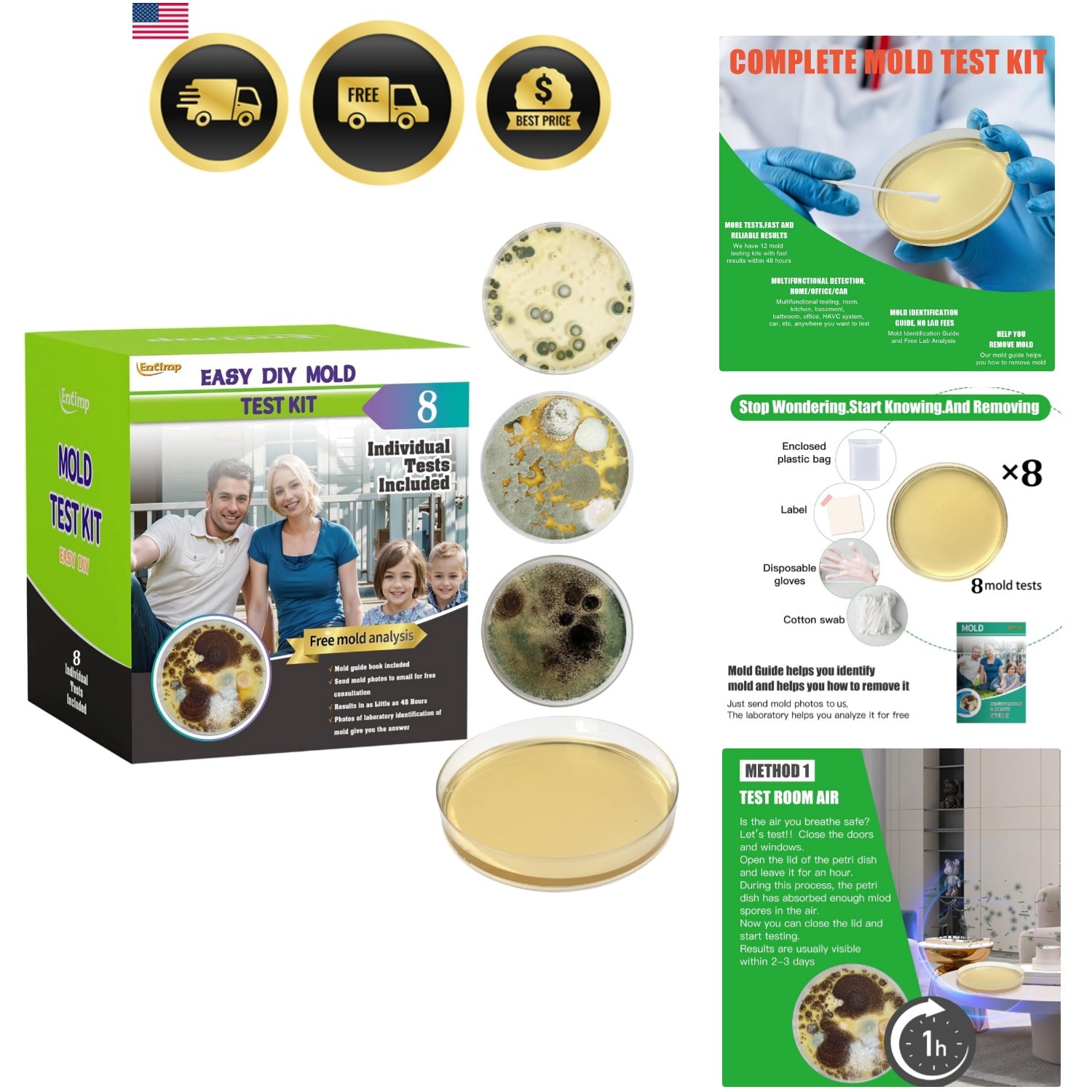 Mold Kit for Home Within 8 Individual Tests,DIY Detector at Home,Surface Mol…