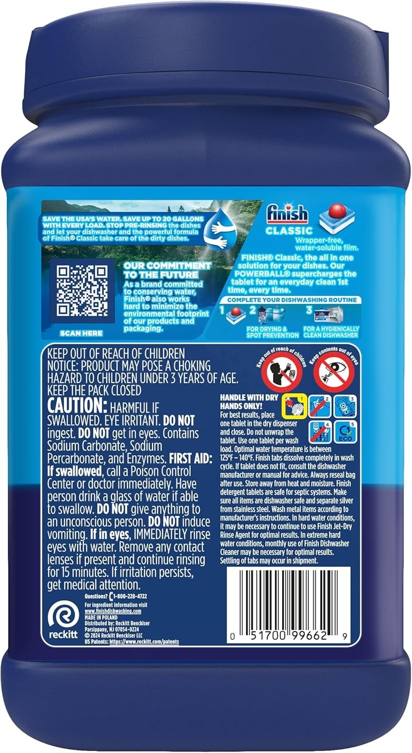 Classic Dishwasher Pods, No Pre-Rinse Dishwasher Detergent Soap For Clean & S…