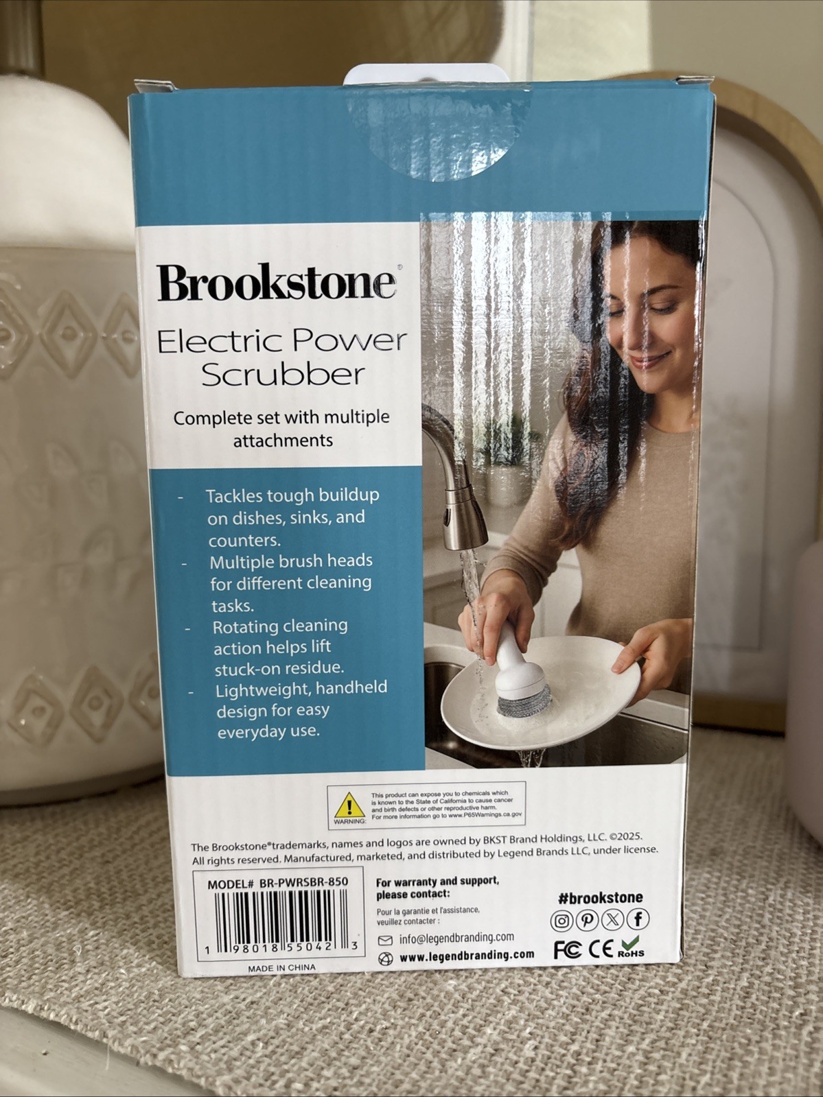Brookstone Electric Power Scrubber Sponge Set Dish Cleaner Handheld Rechargeable