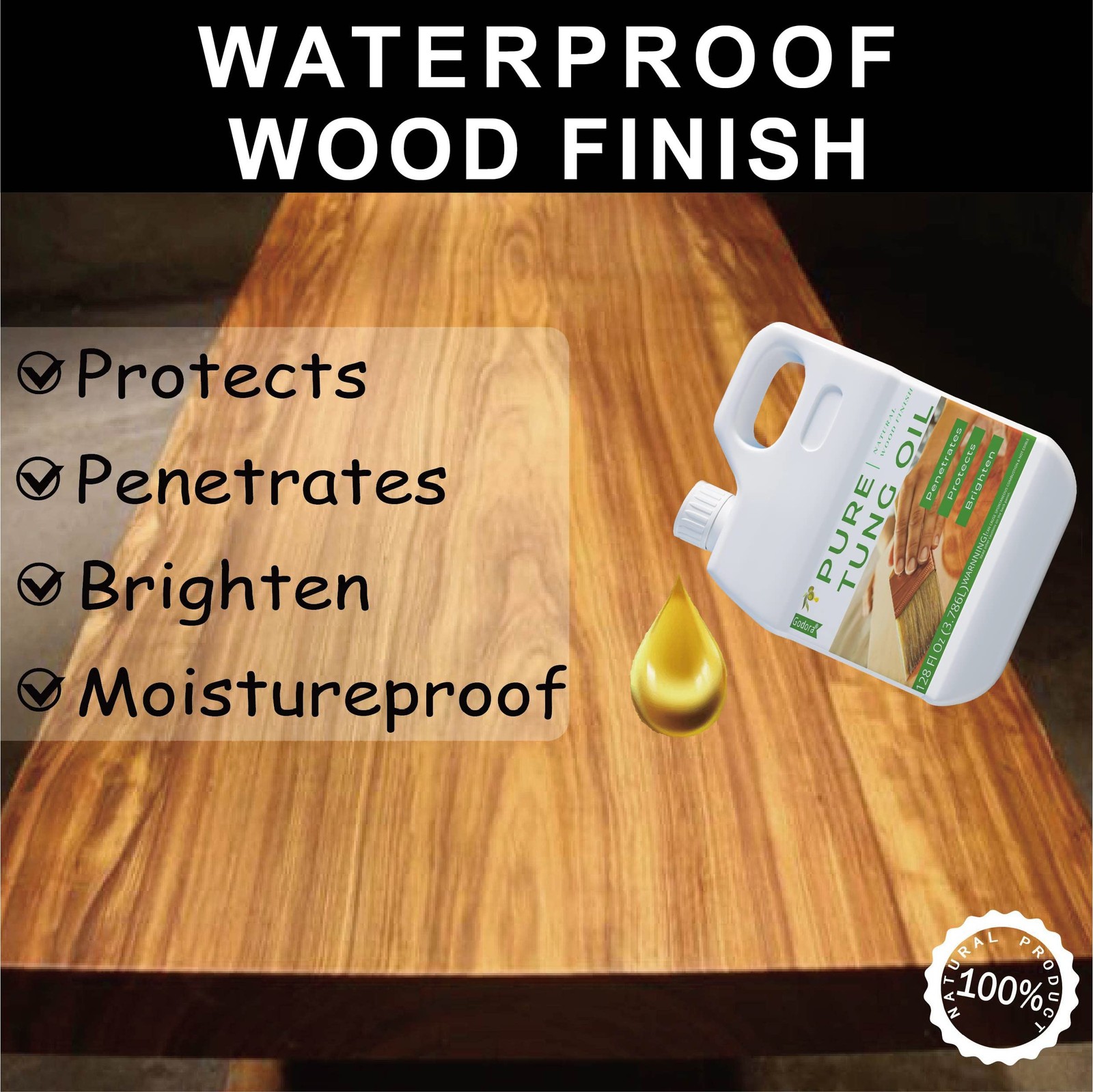 8 oz Pure Tung Oil for Wood Finishing, Wood Sealer for Indoor & Outdoor Favor…