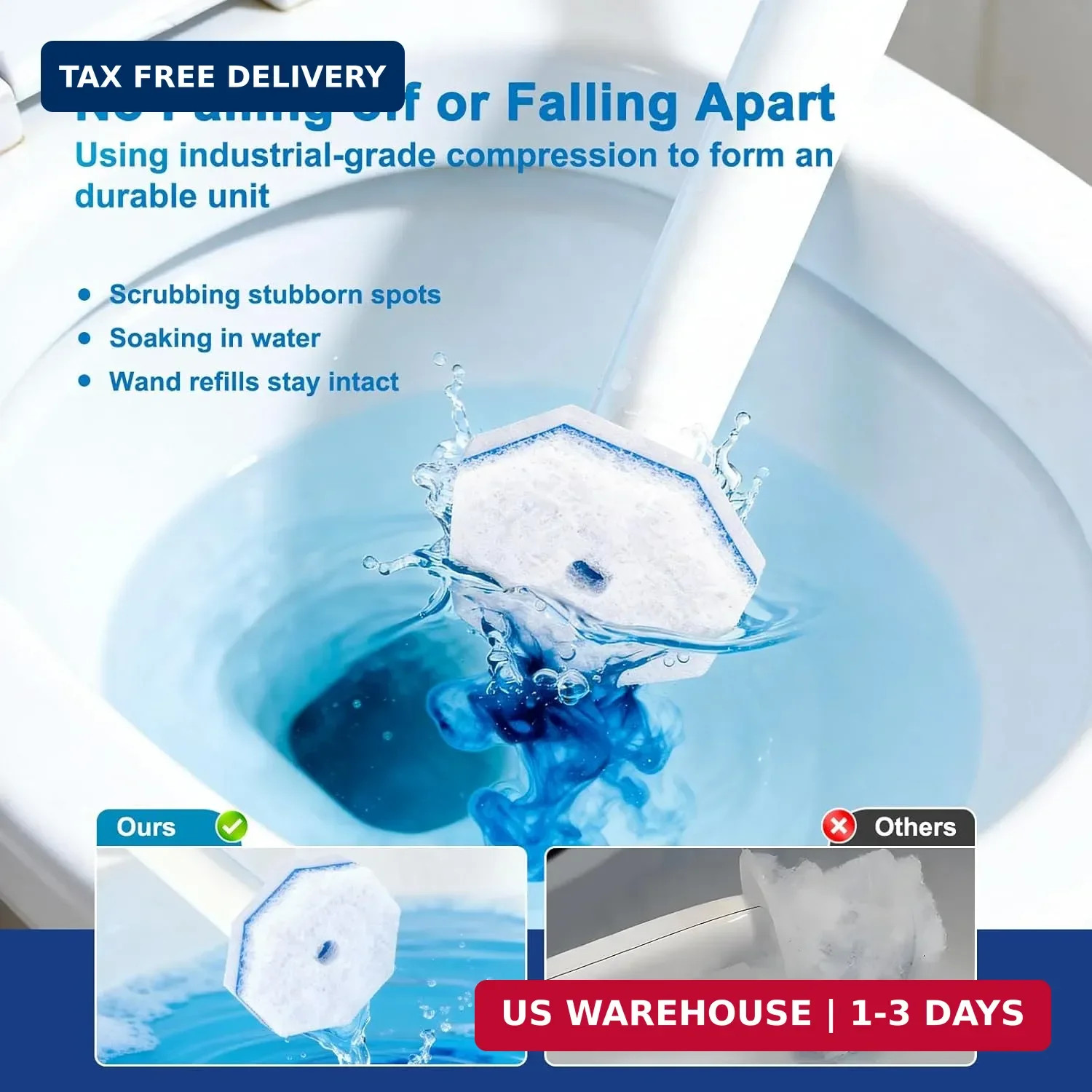 30pcs Toilet Cleaner Refill Pads for Clorox Wand, Upgrade 3-Layer Toilet Scrubbe