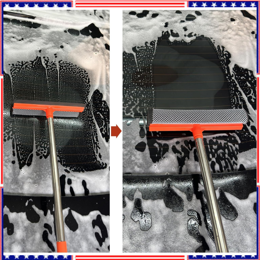 Windshield Cleaner Tool 2 in 1 Car Window Squeegee with Extendable Handle