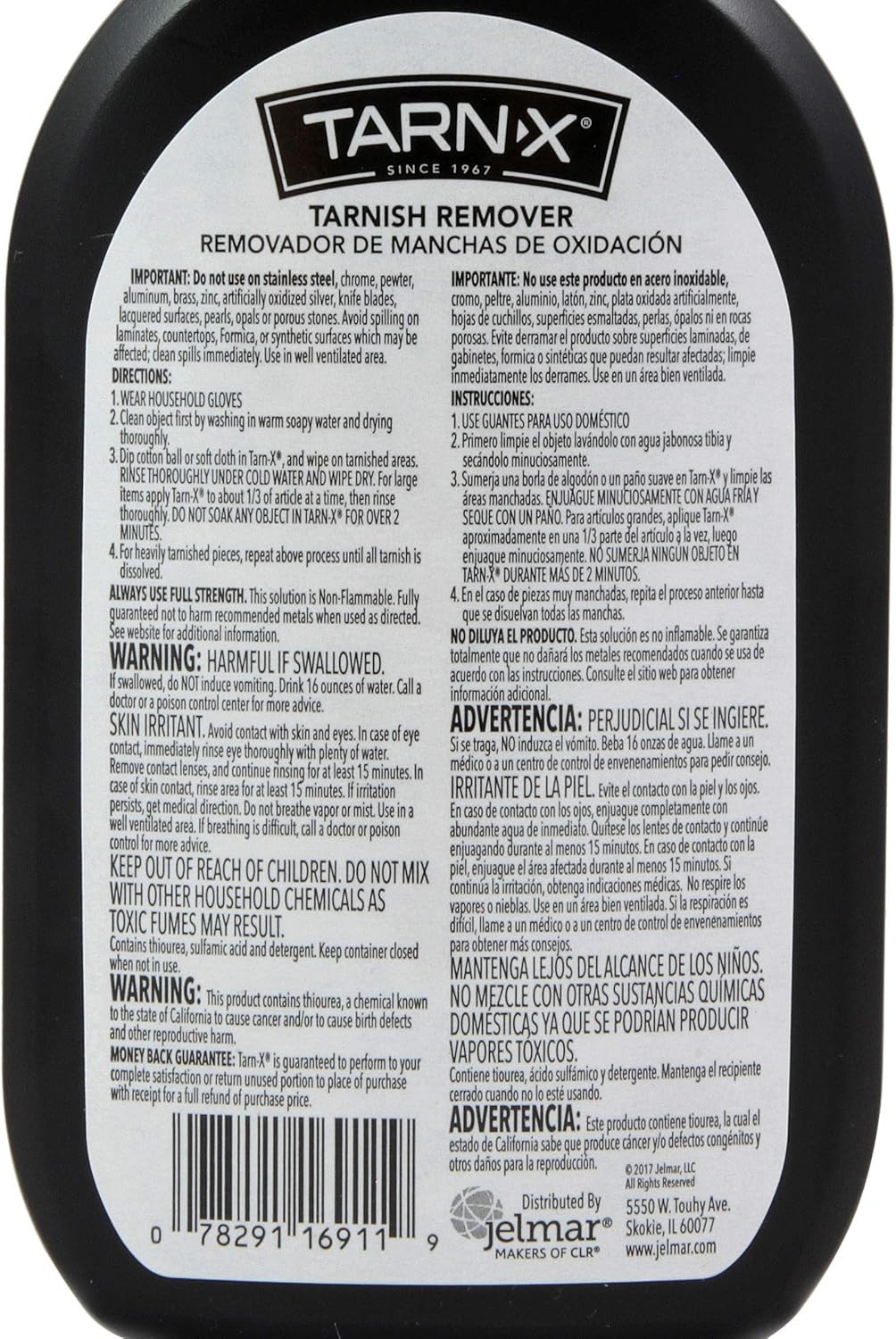 Tarn-X Tarnish Remover Jewelry Cleaner for Silver Gold & Cleaning Polishing 12oz
