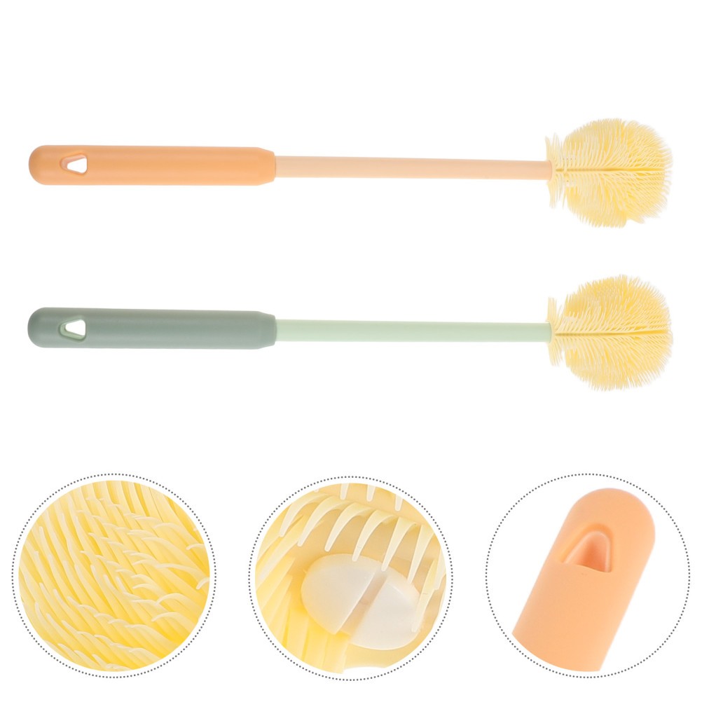 2Pcs Reusable Silicone Baby Bottle Cleaner Long Handle Brush for Home Use