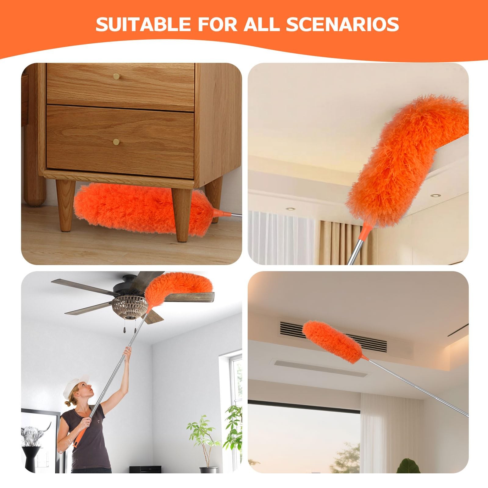 Microfiber Feather Duster Extendable Duster with 30” to 100” Telescoping Ex…