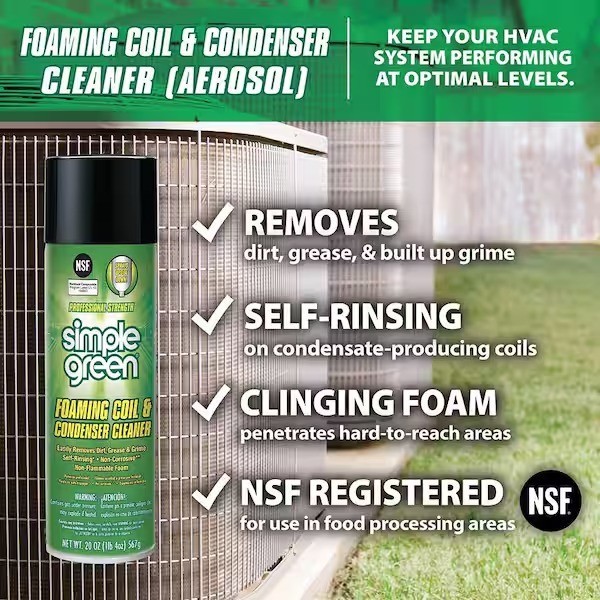 Simple Green 20oz Foaming Coil Cleaner Aerosol Pro Strength Ready to Use Formula