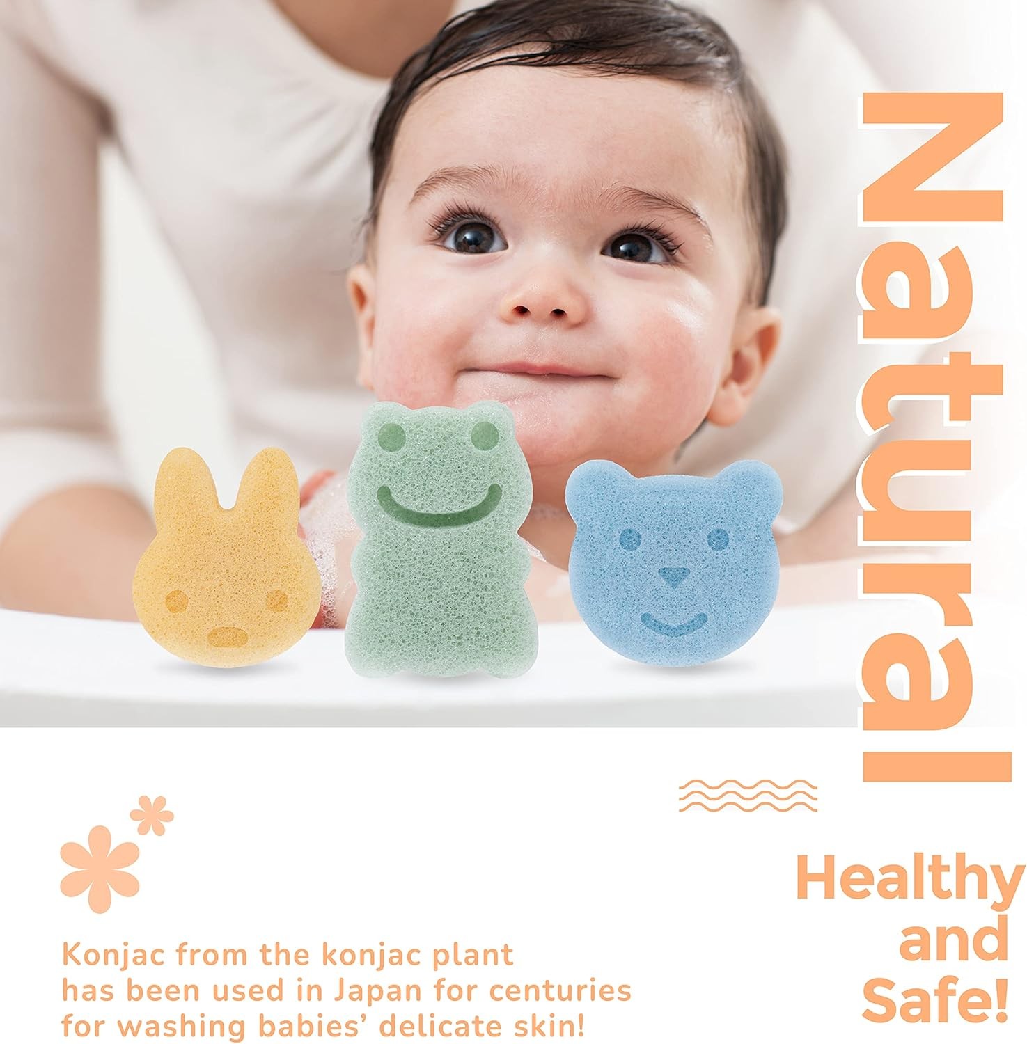 myHomeBody Konjac Baby Spon for Bathing, Cute Shapes Natural Kids Bath