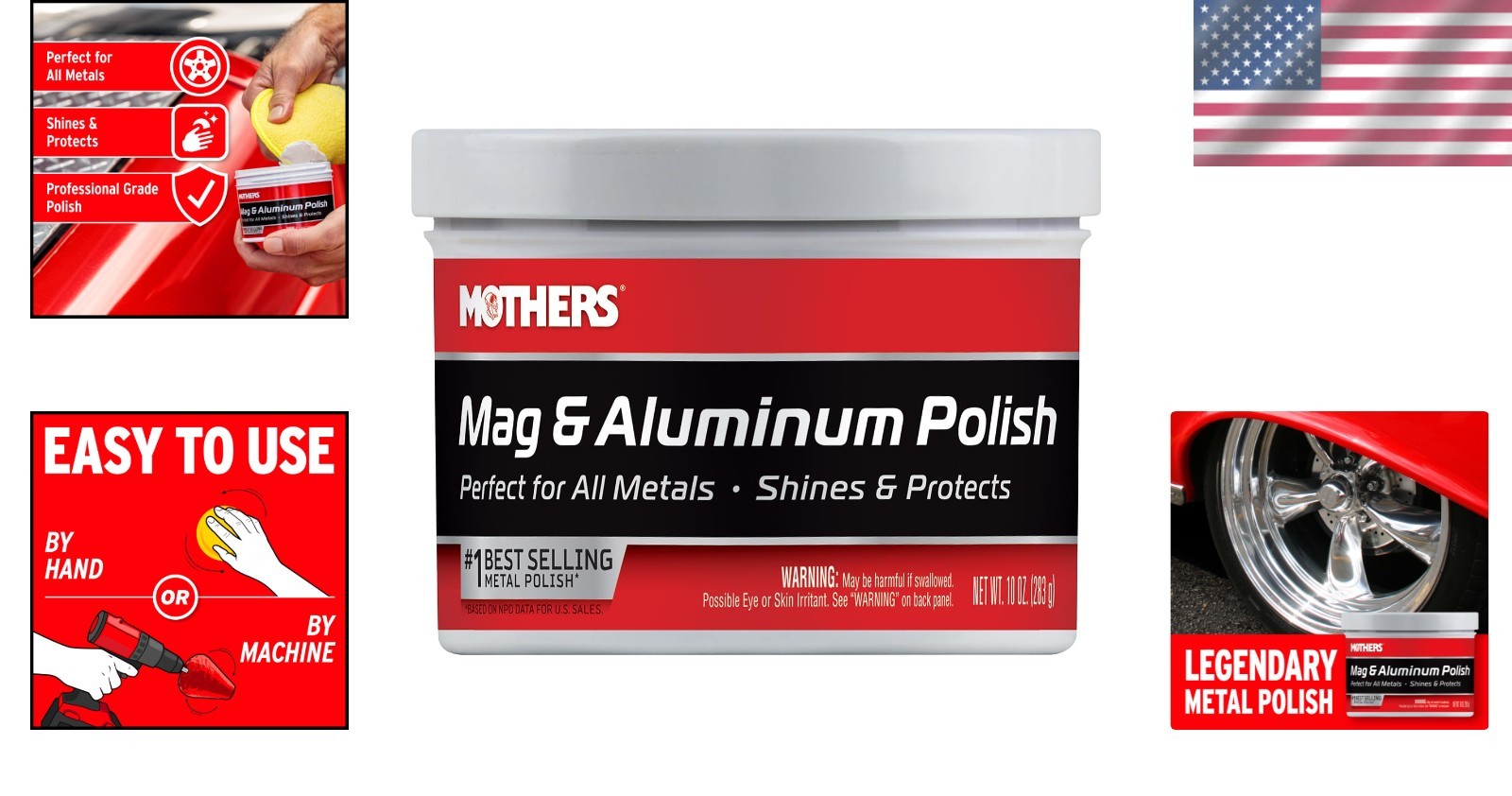 Mothers Mag & Aluminum Polish, 10 oz – Legendary Shine for Restoring Metal