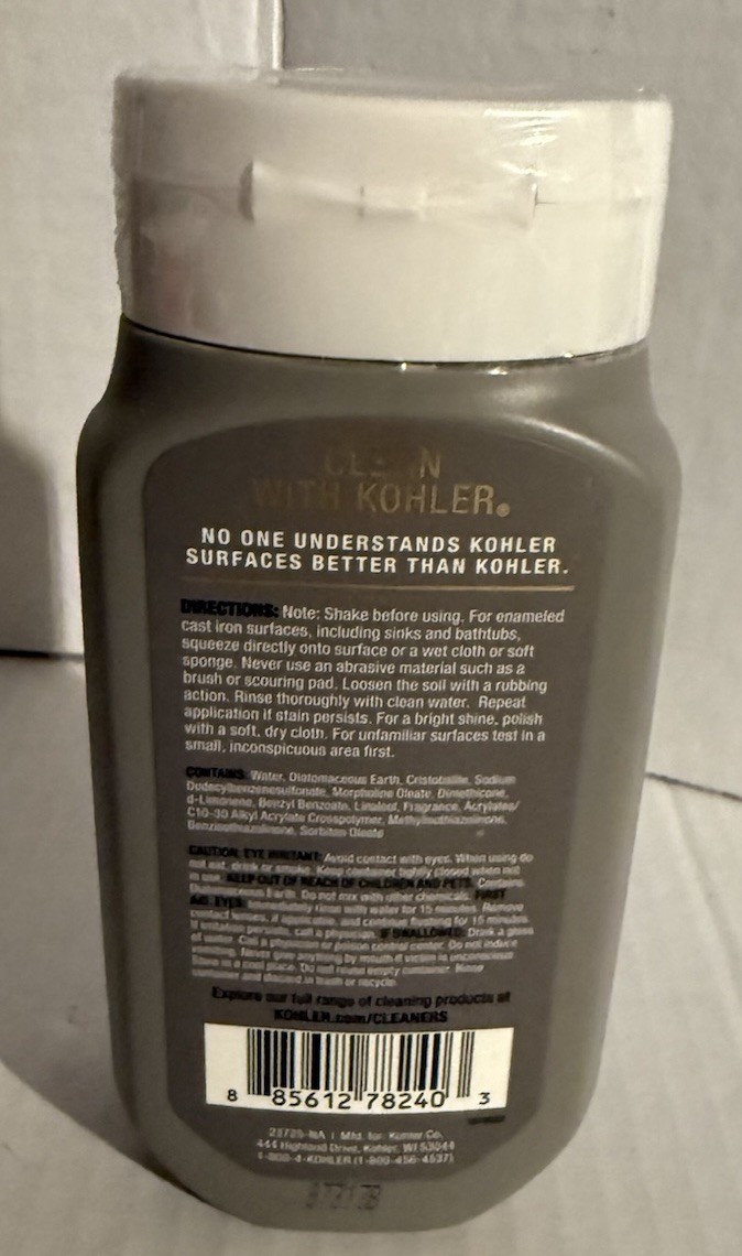 KOHLER Cast Iron Cleaner, For Kitchen and Bathroom, 8 oz Bottle, FREE SHIPPING
