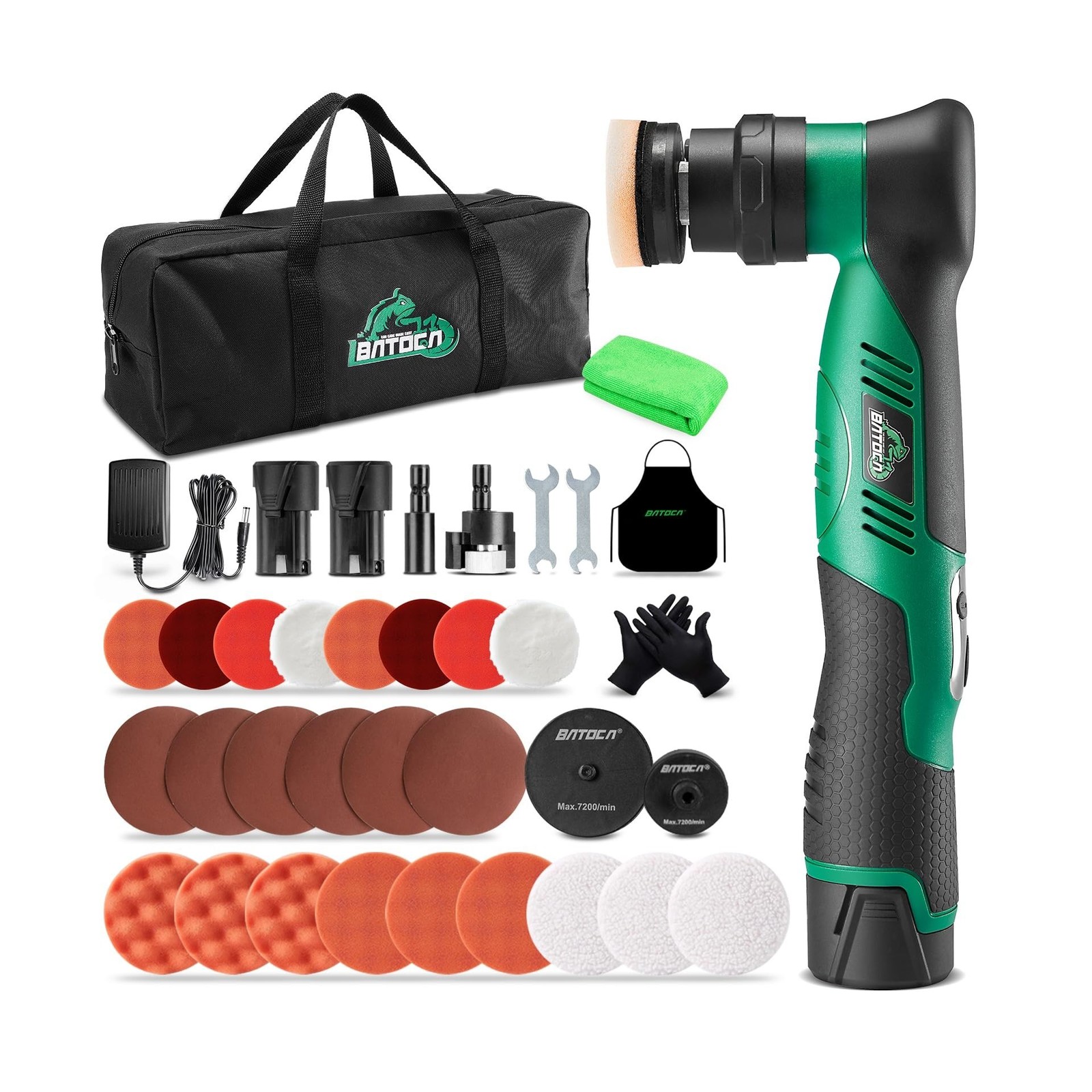 BATOCA S5 Cordless Car Buffer Polisher Kit 1 Inch 3 Inch Dual Action & Rotary…