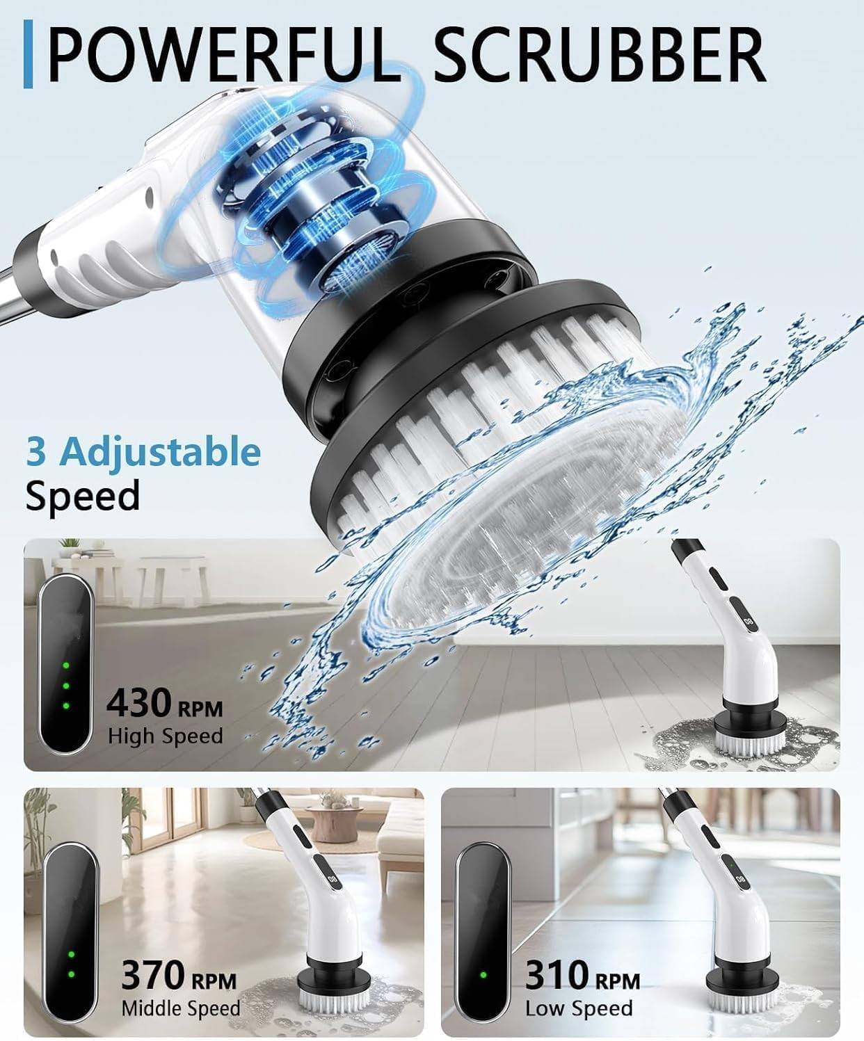 Electric Spin Scrubber for Cleaning Bathroom, Shower Scrubber Cordless Cleaning