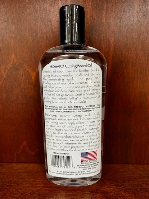 2 BOTTLES – Howard Cutting Board Oil Food Grade Safe Mineral Oil