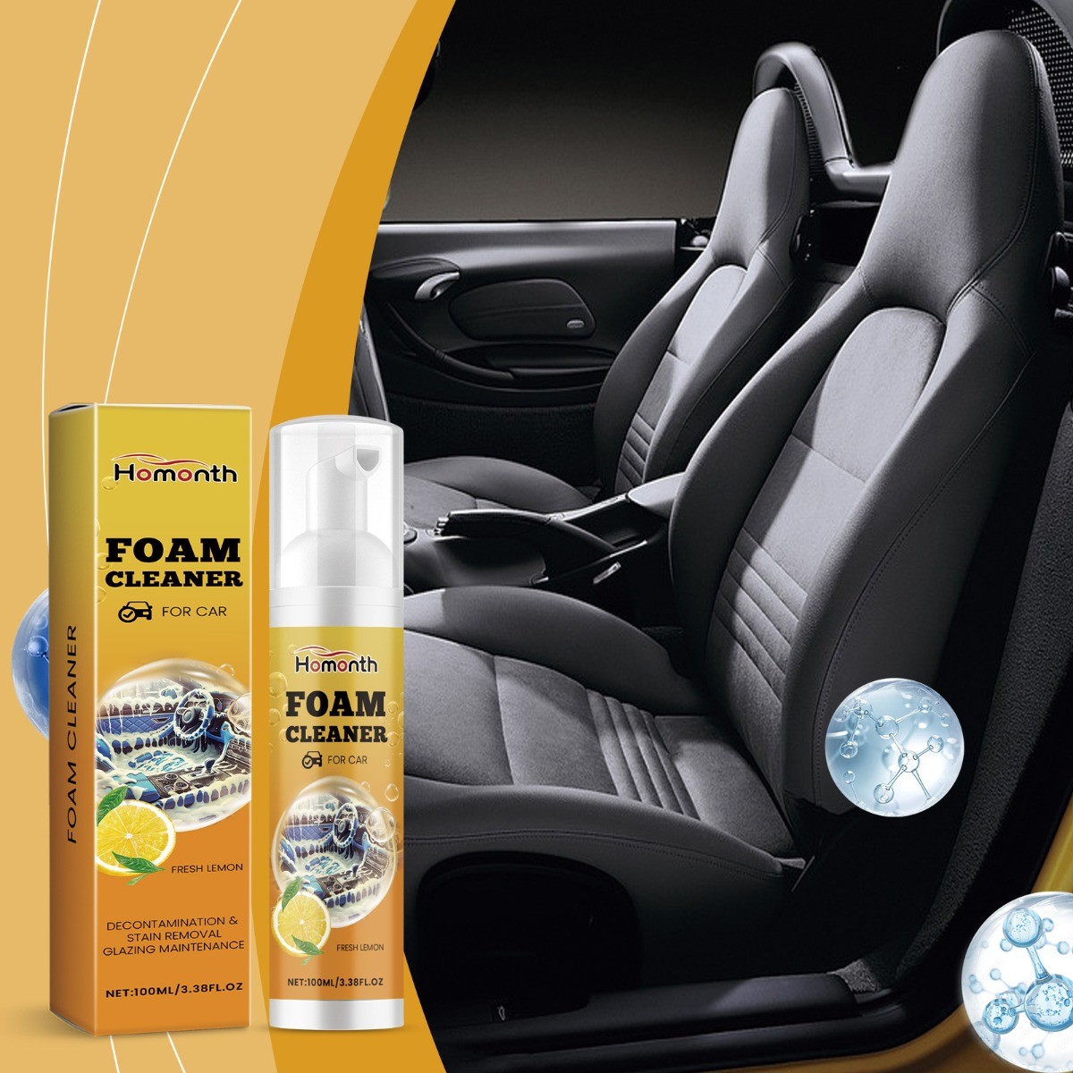 Car Interior Foam Cleaner Multipurpose Stain Remover Waterproof Protection