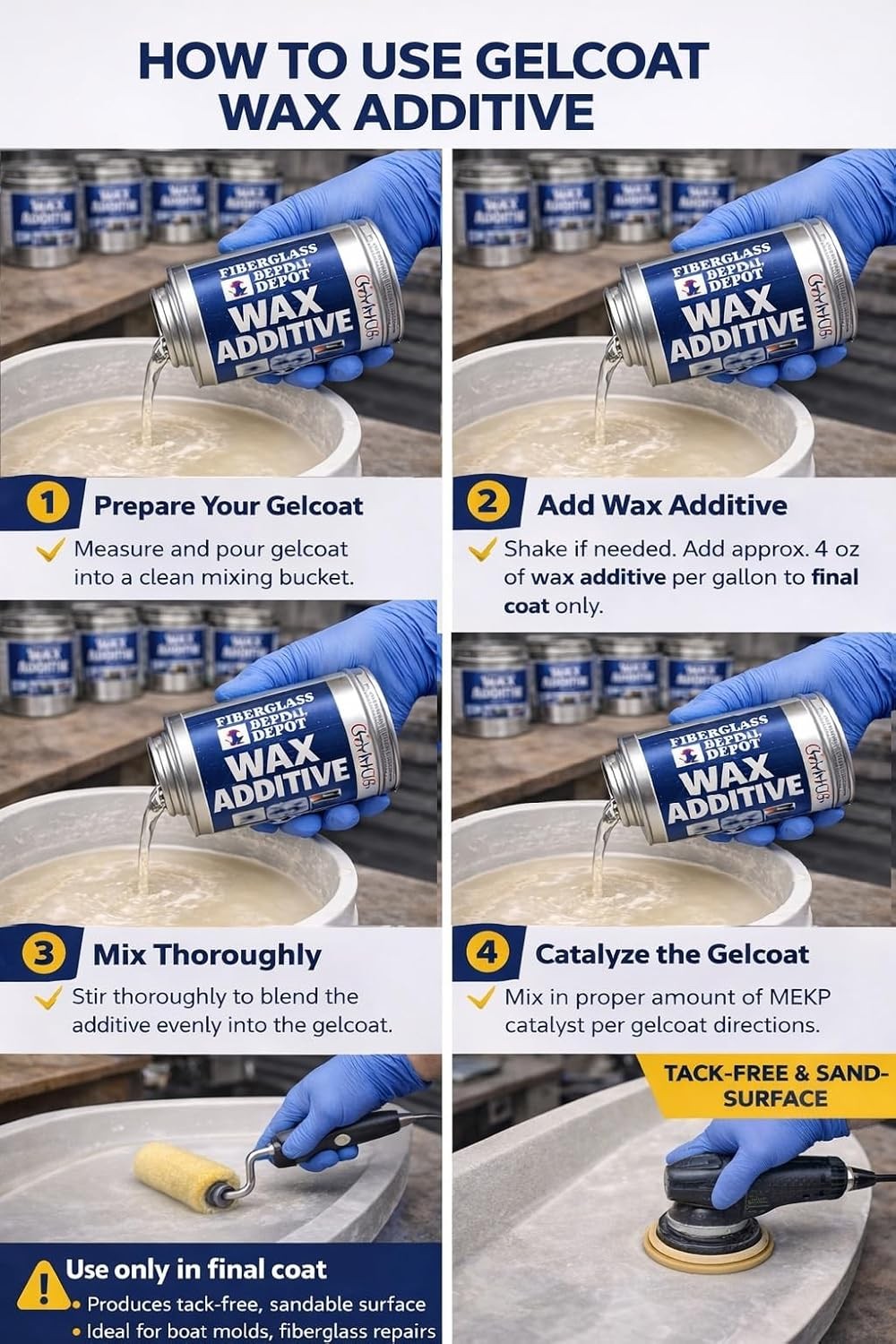 Additive – 4 oz Surfacing Agent for use with Gelcoat and Polyester resins