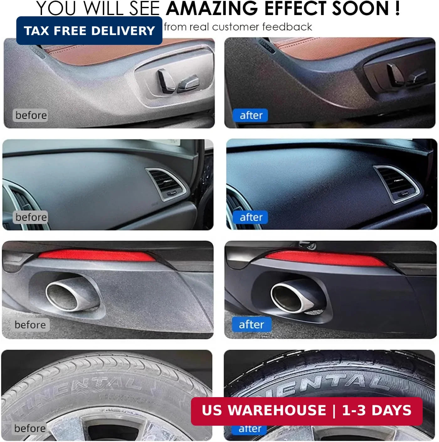 Black Trim Restorer, Plastic Restorer for Cars – Restore Faded Bumpers, Plastic,
