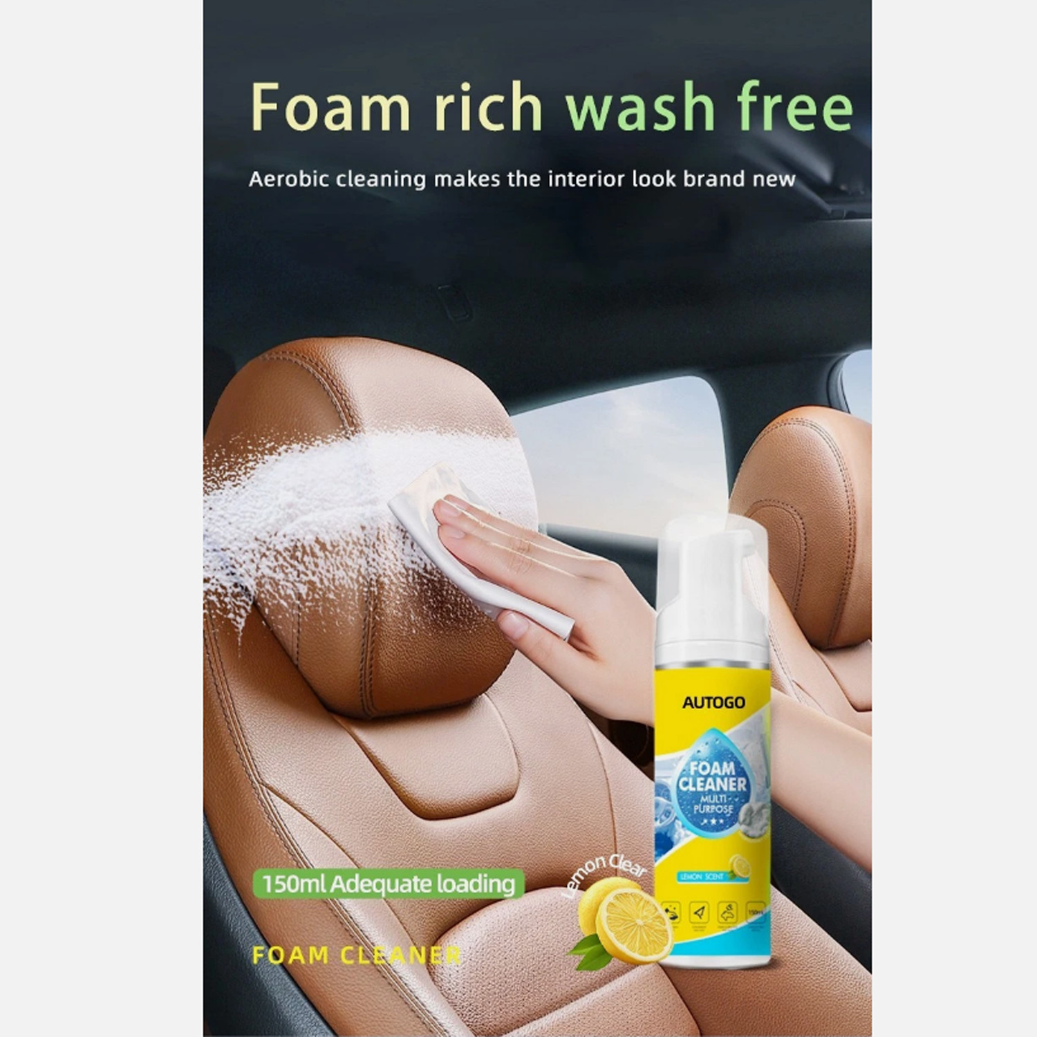 All-Purpose 4-in-1 Multi Enzyme Foam Cleaner Cut Grease & Tough Car Stains