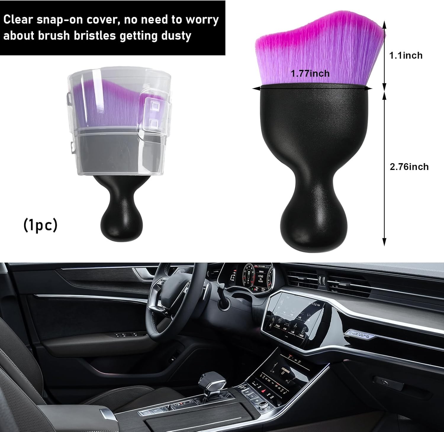 Car Detailing Brush – Curved Soft Bristles, Dust Remover for Dashboard & Vents