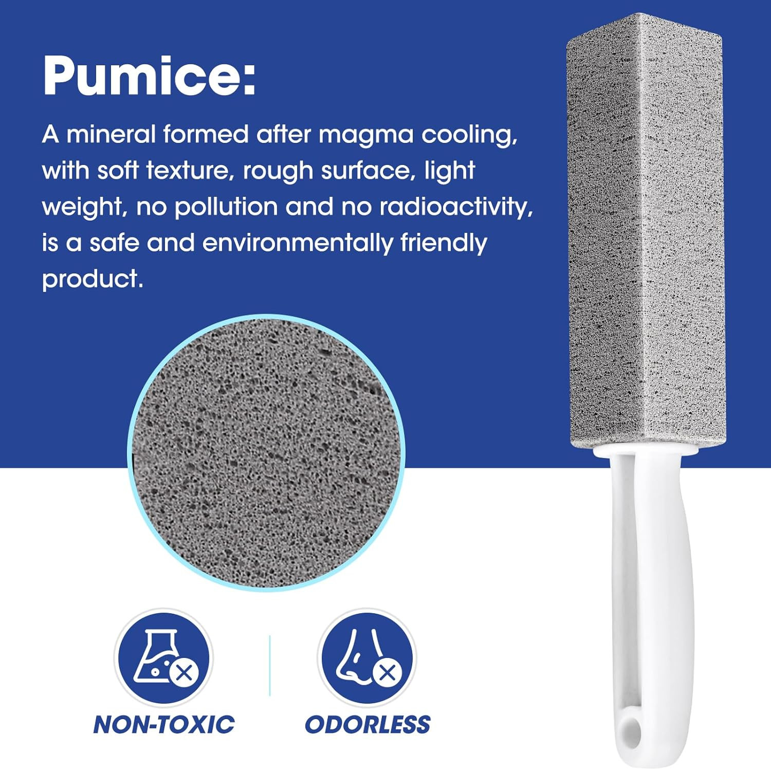 5 Pack Pumice Stone Toilet Cleaner w/ Handle Hard Water Ring Remover