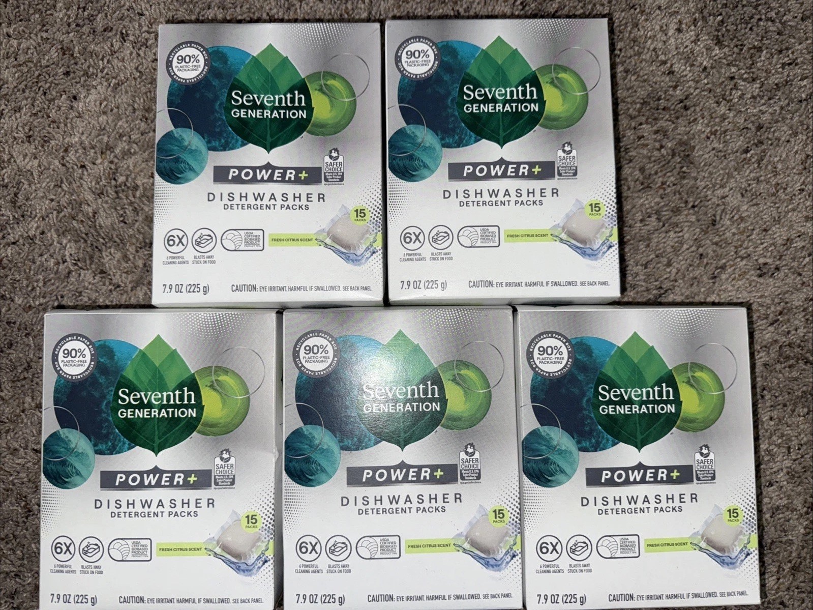 Seventh Generation Dishwasher Detergent Packs Powder Plus 15pc (Pack of 5)